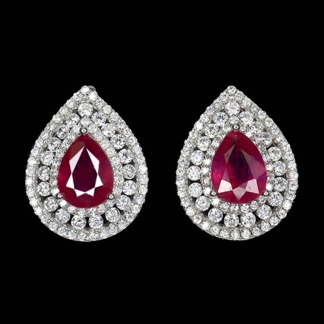 Natural Pigeon Blood Red Ruby Earrings