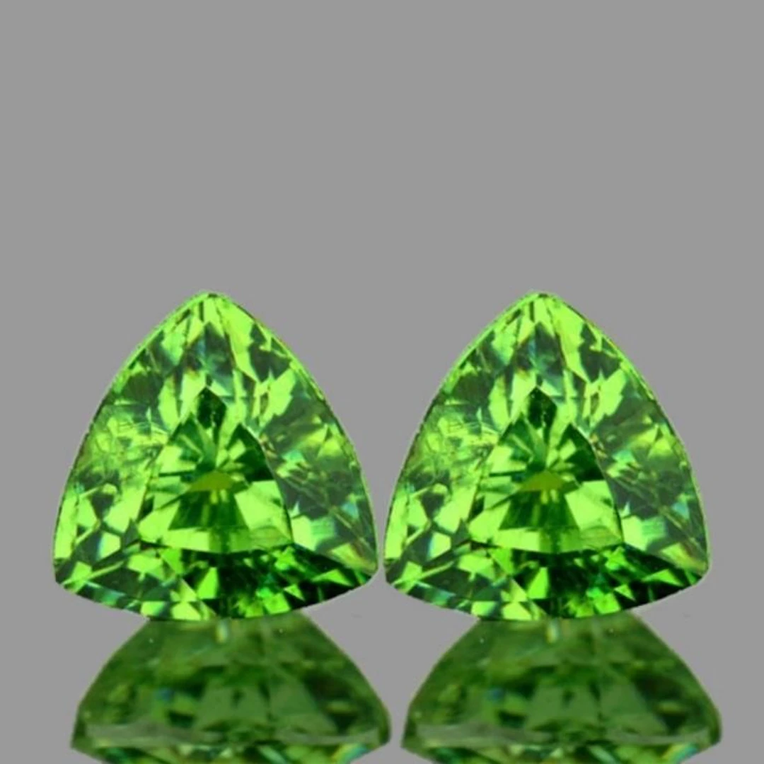 Natural Rare Green Demantoid Pair {Flawless-VVS}