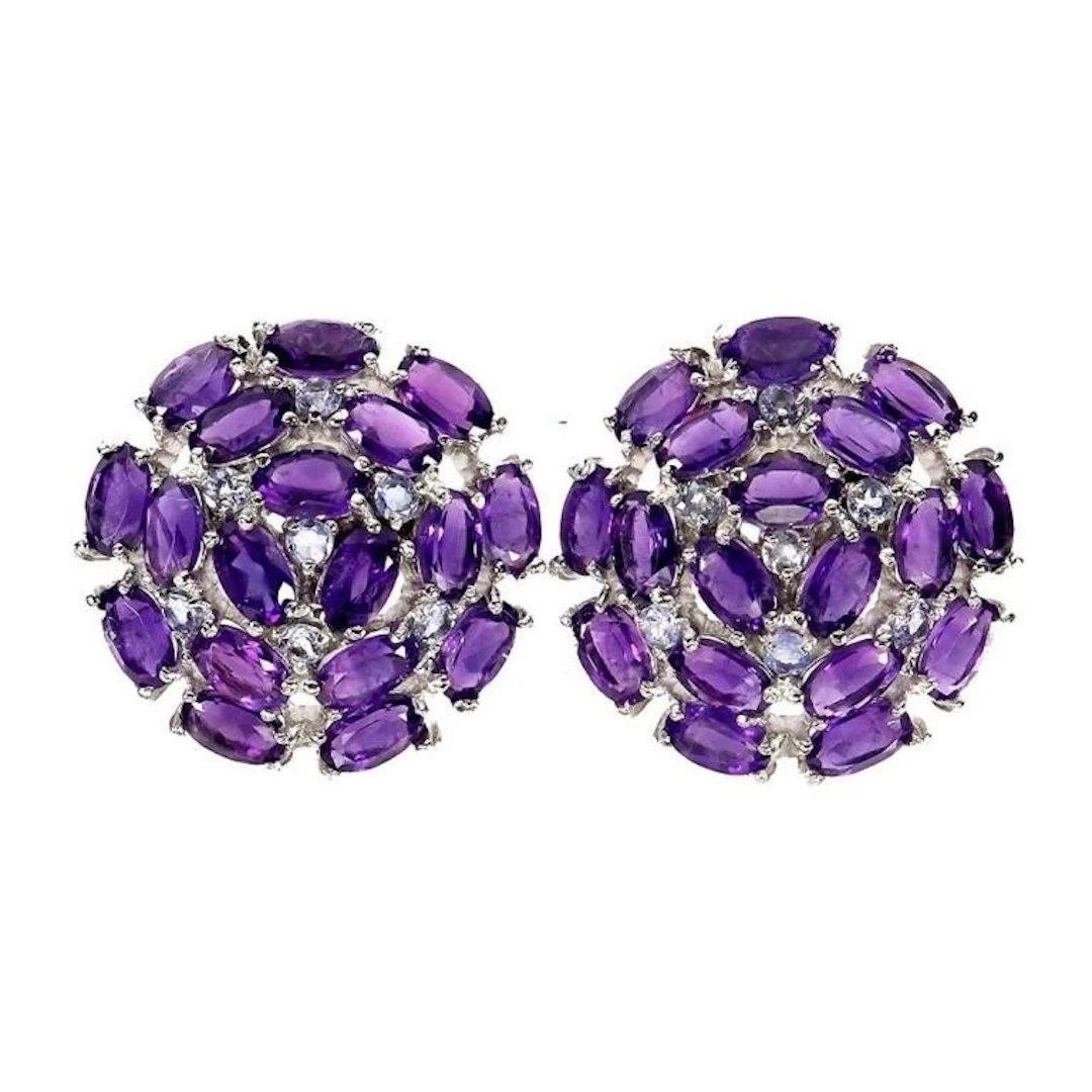 Natural Amethyst & Tanzanite Earrings