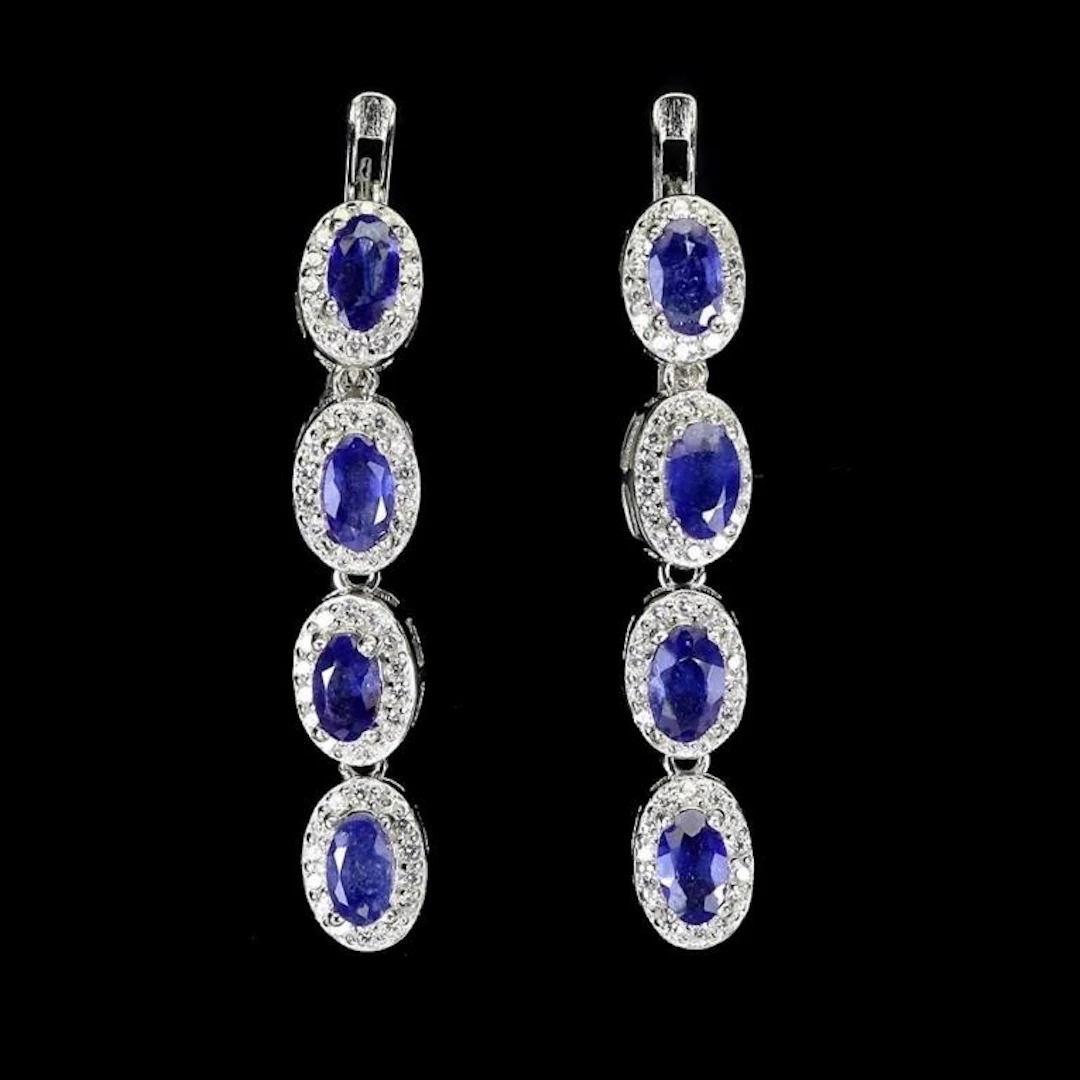 Natural Royal Blue Sapphire Earrings