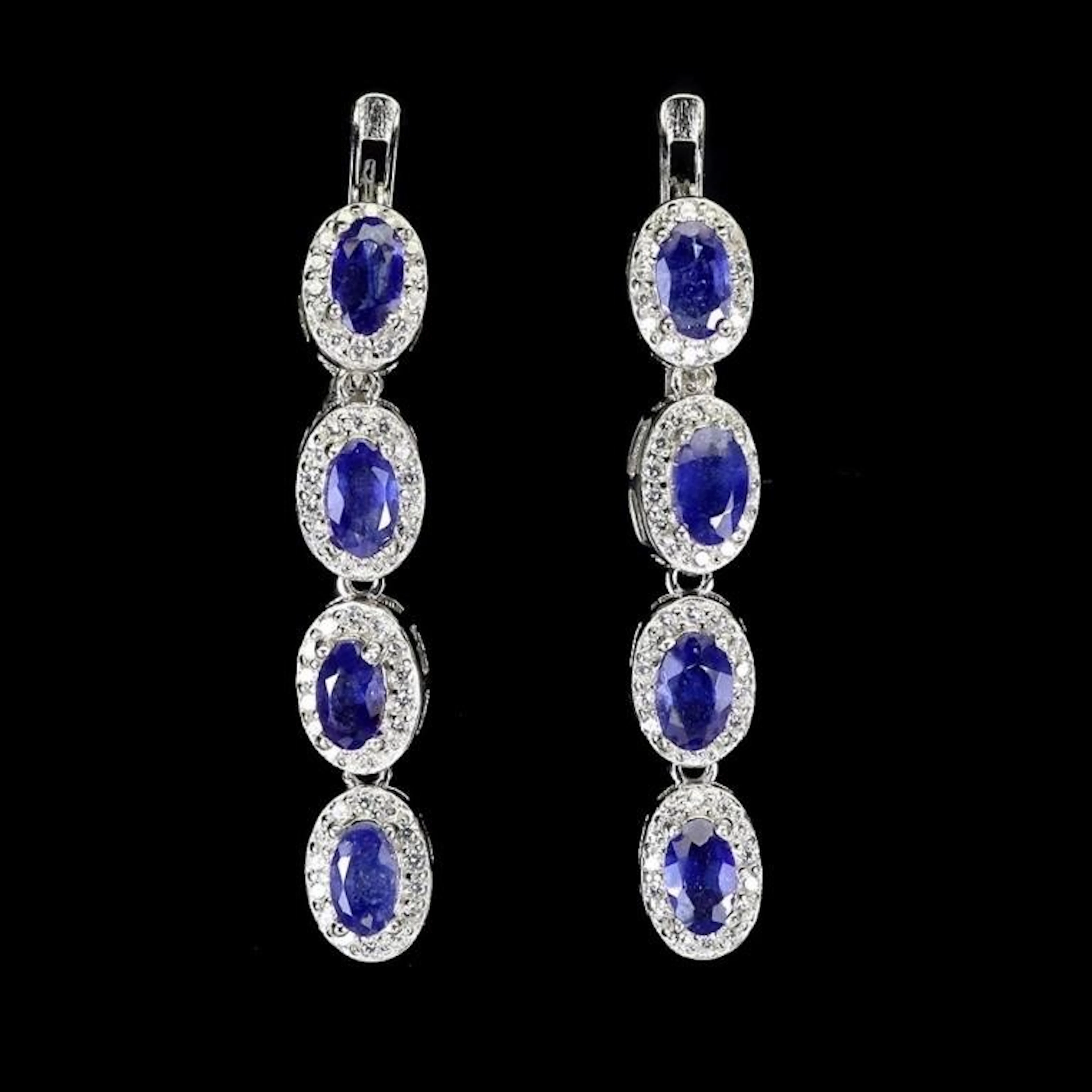 Natural Royal Blue Sapphire Earrings