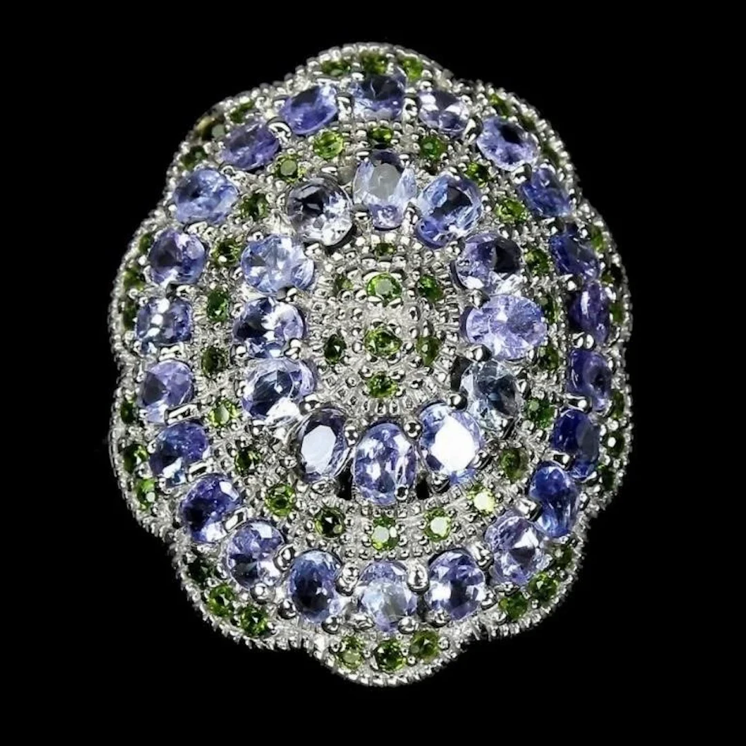 Natural Tanzanite & Chrome Diopside Ring