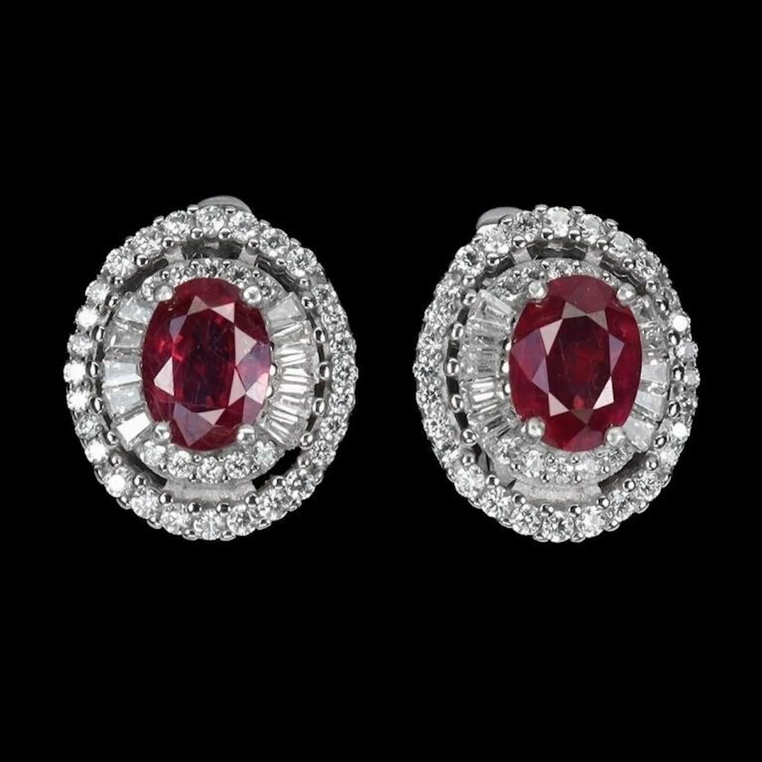 Natural Pigeon Blood Red Ruby Earrings