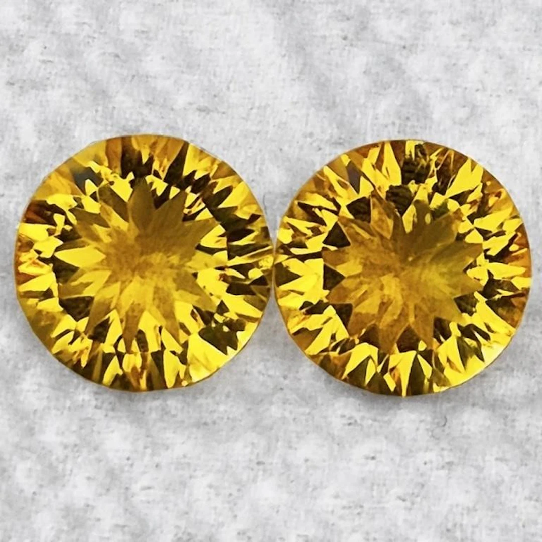 Natural Golden Yellow Citrine Pair {Flawless-VVS1}