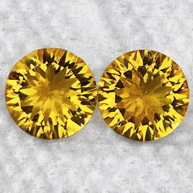 Natural Golden Yellow Citrine Pair {Flawless-VVS1}