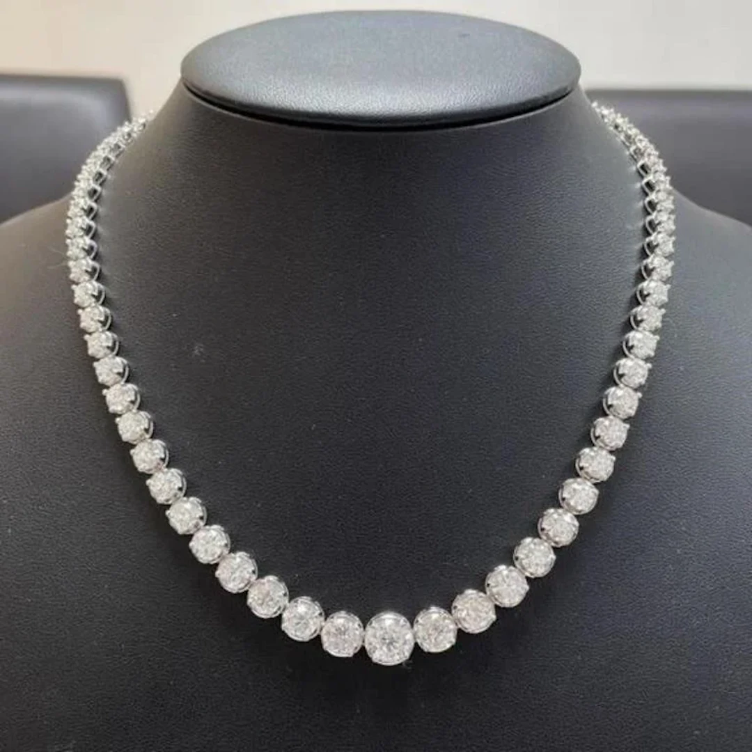 Gold & White Diamonds 40 Cts Tennis Necklace