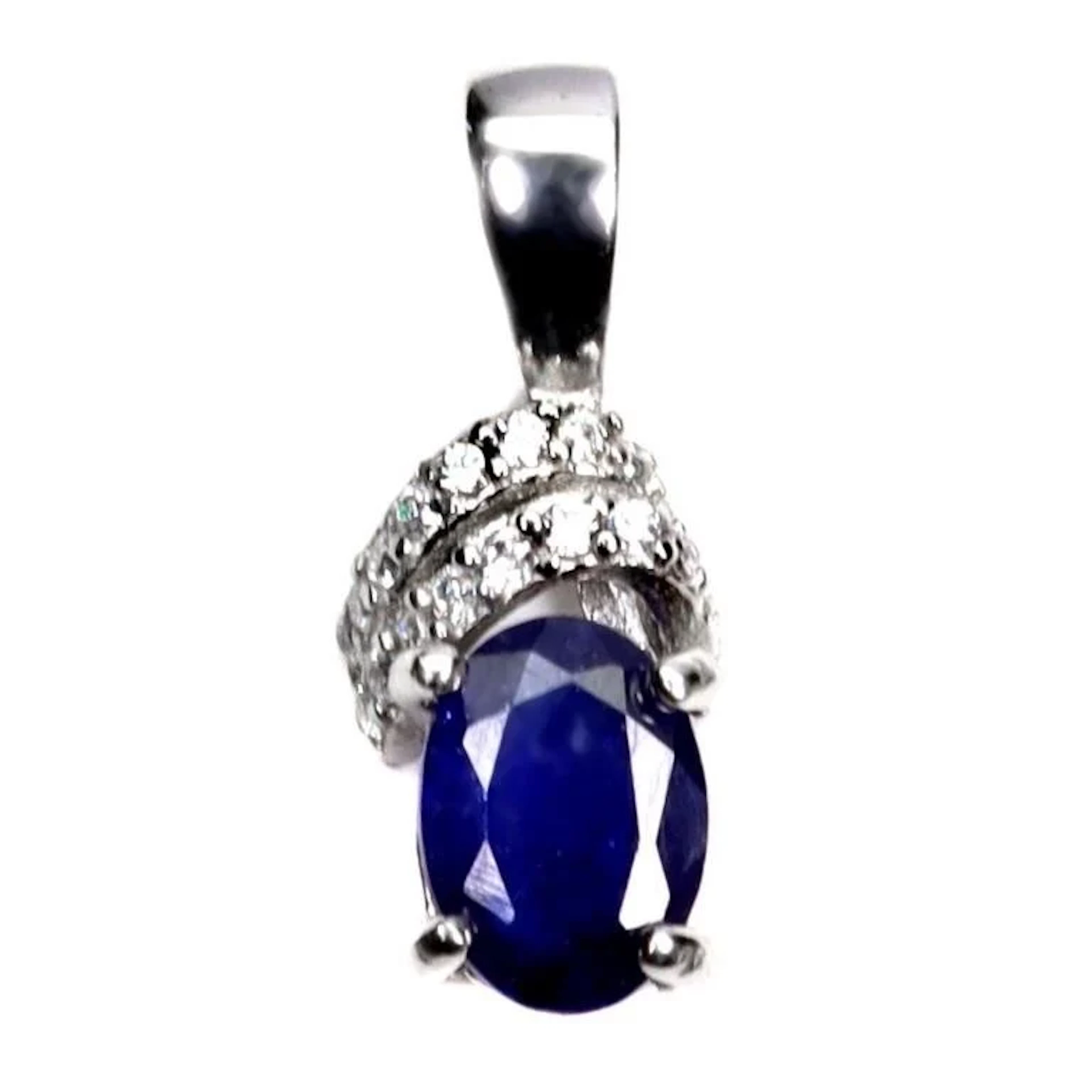 Natural Oval Blue Sapphire Pendant