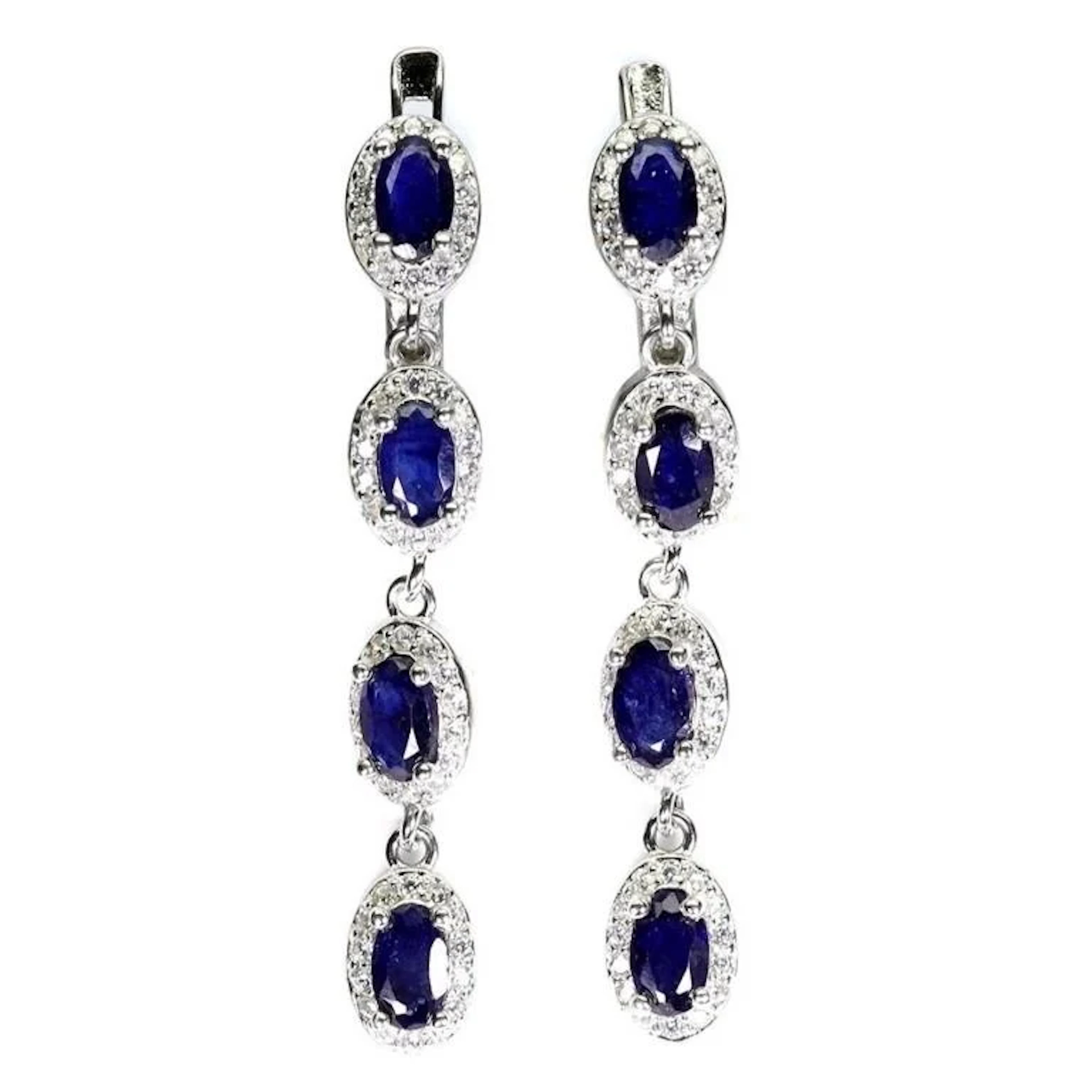 Natural Intense Blue Sapphire Earrings
