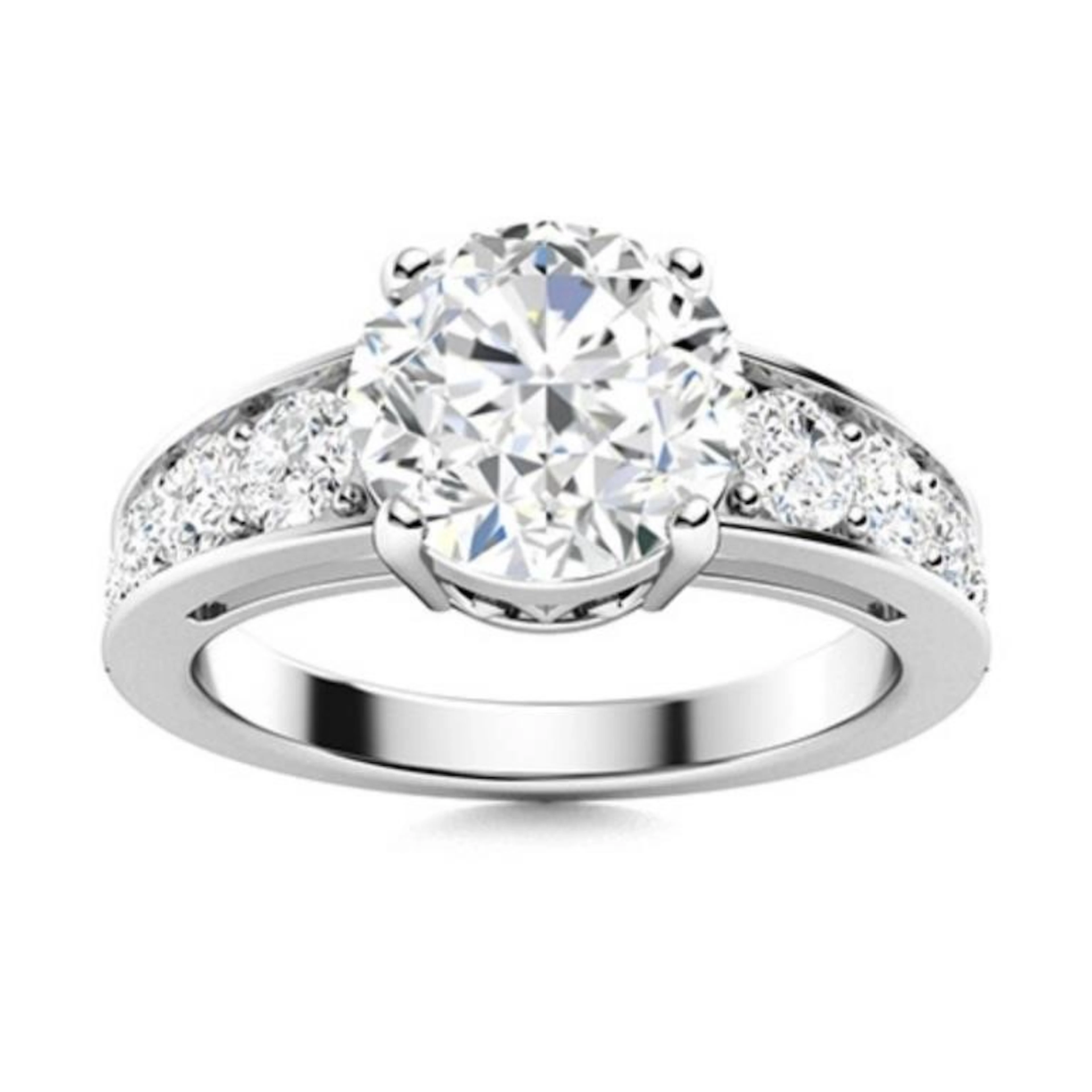 Gold & Brilliant White Diamond 4.50 Cts Ring - E/V
