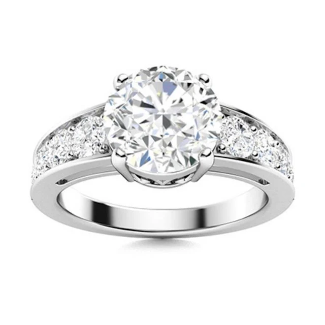 Gold & Brilliant White Diamond 4.50 Cts Ring - E/V