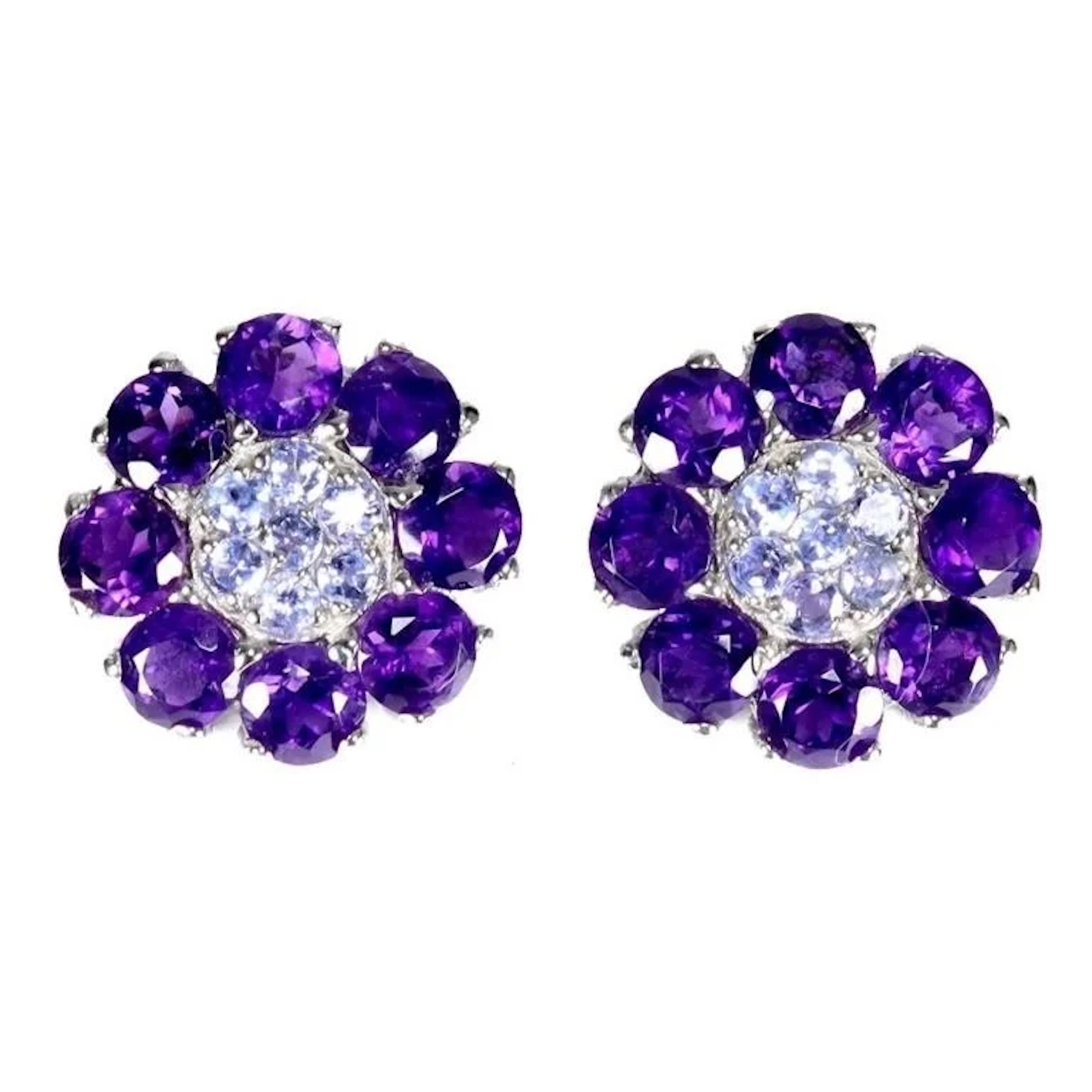 Natural Uruguay Purple Amethyst Earrings