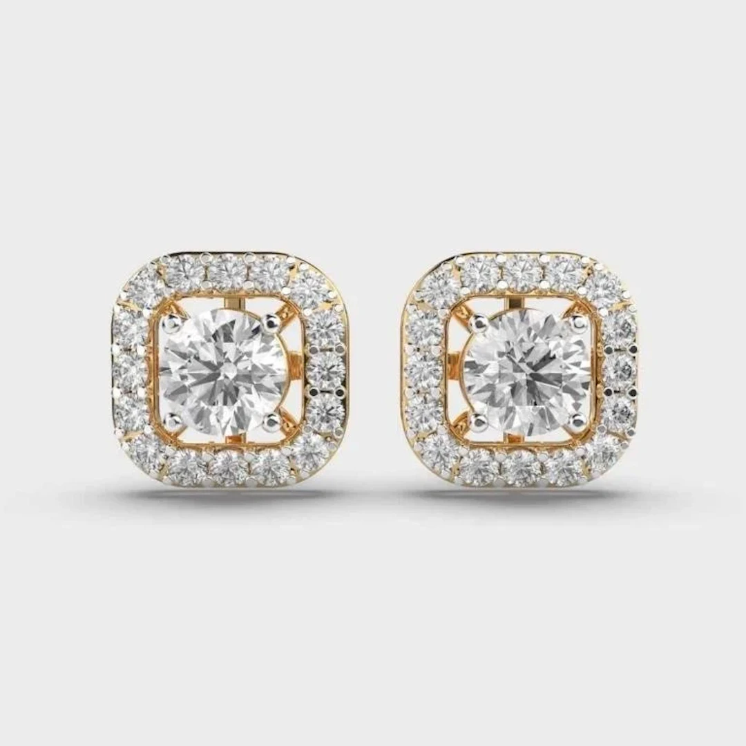 Gold & Lab Diamond 6.00 Cts Ear Studs