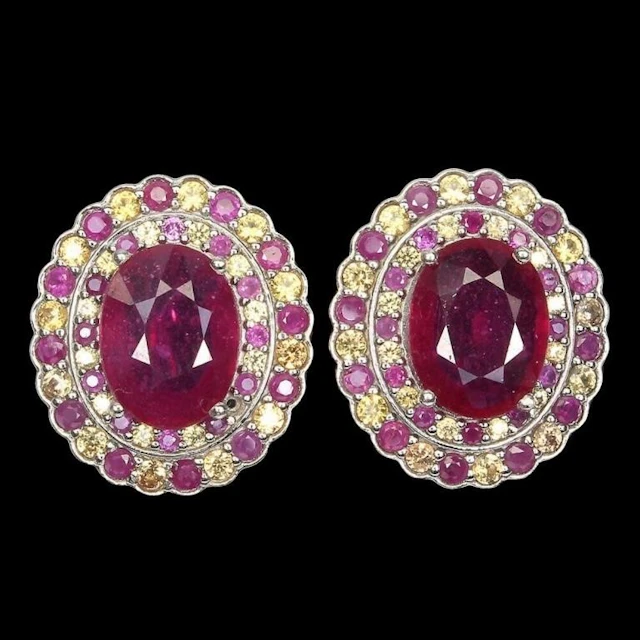 Natural Ruby & Sapphire Earrings
