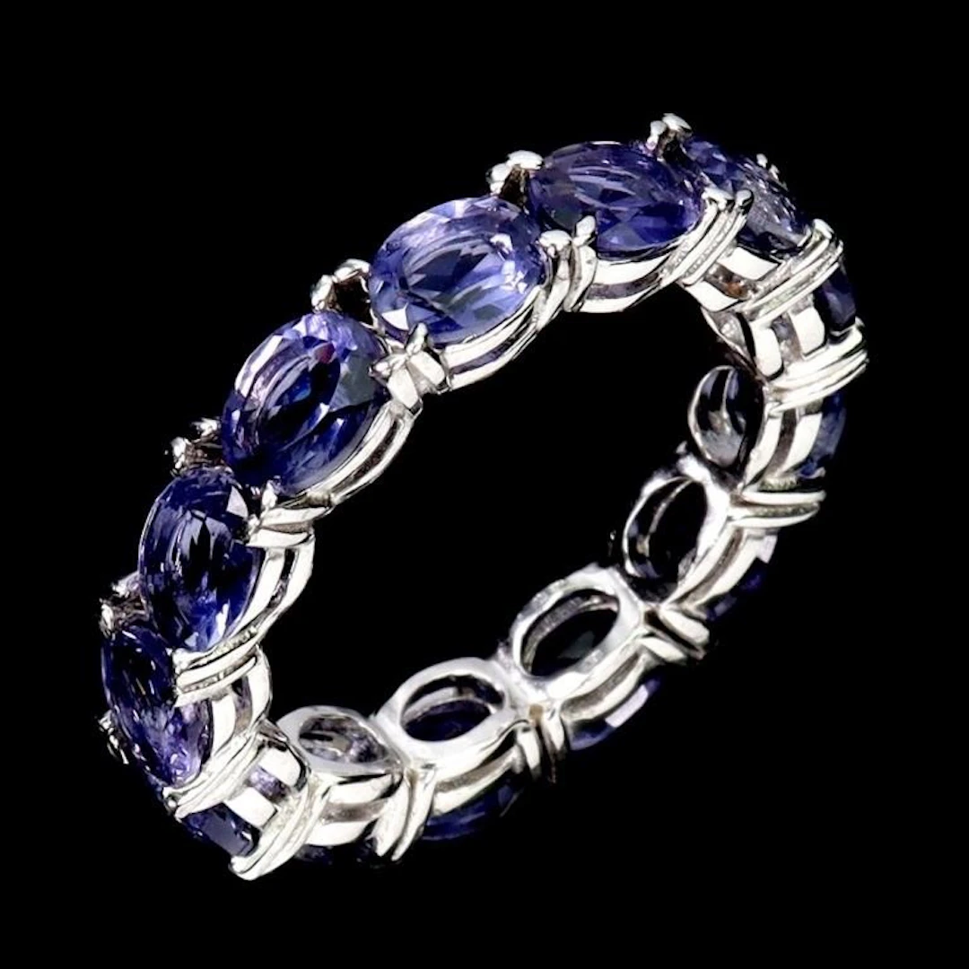 Natural Oval Iolite Eternity Ring