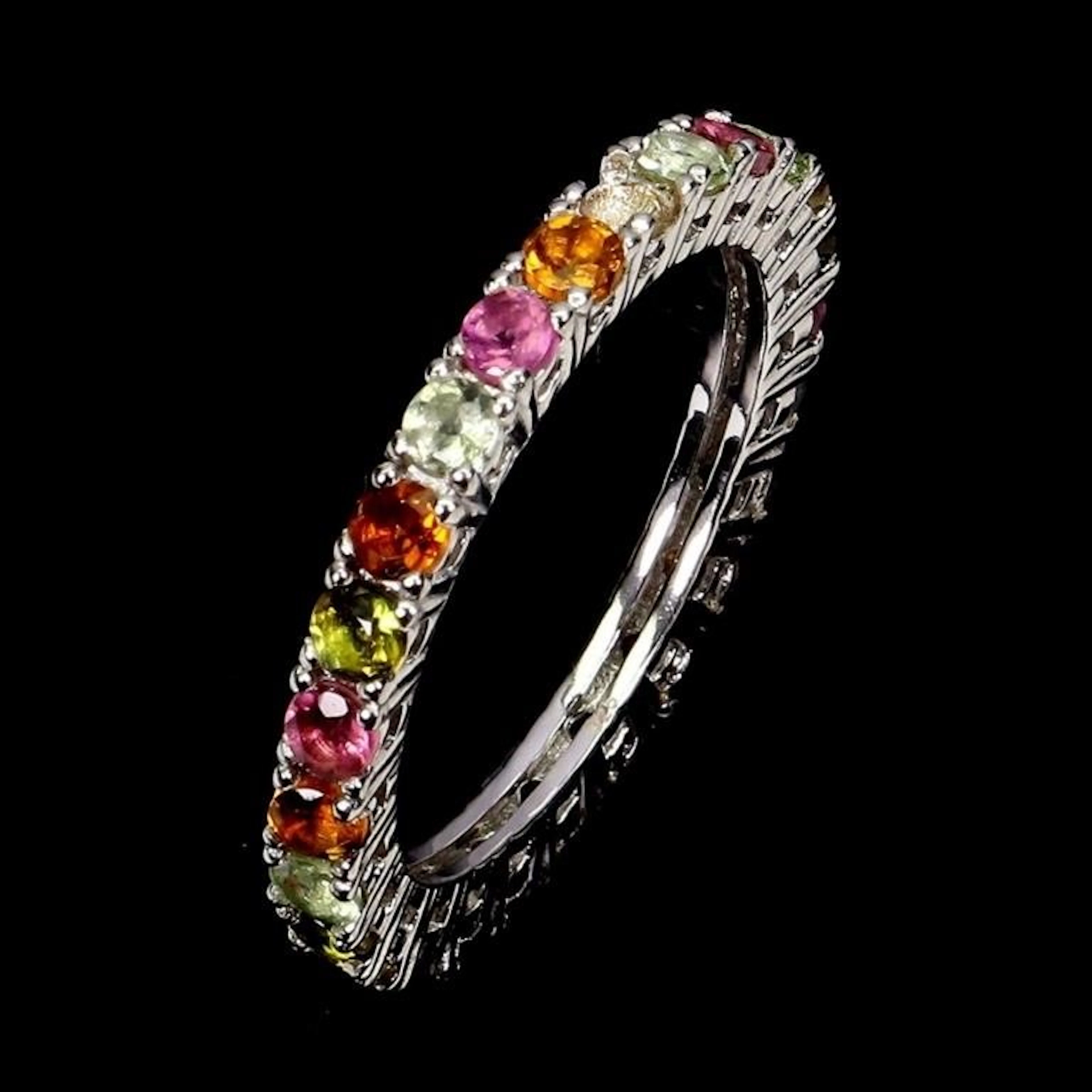 Natural Fancy Tourmaline Eternity Ring