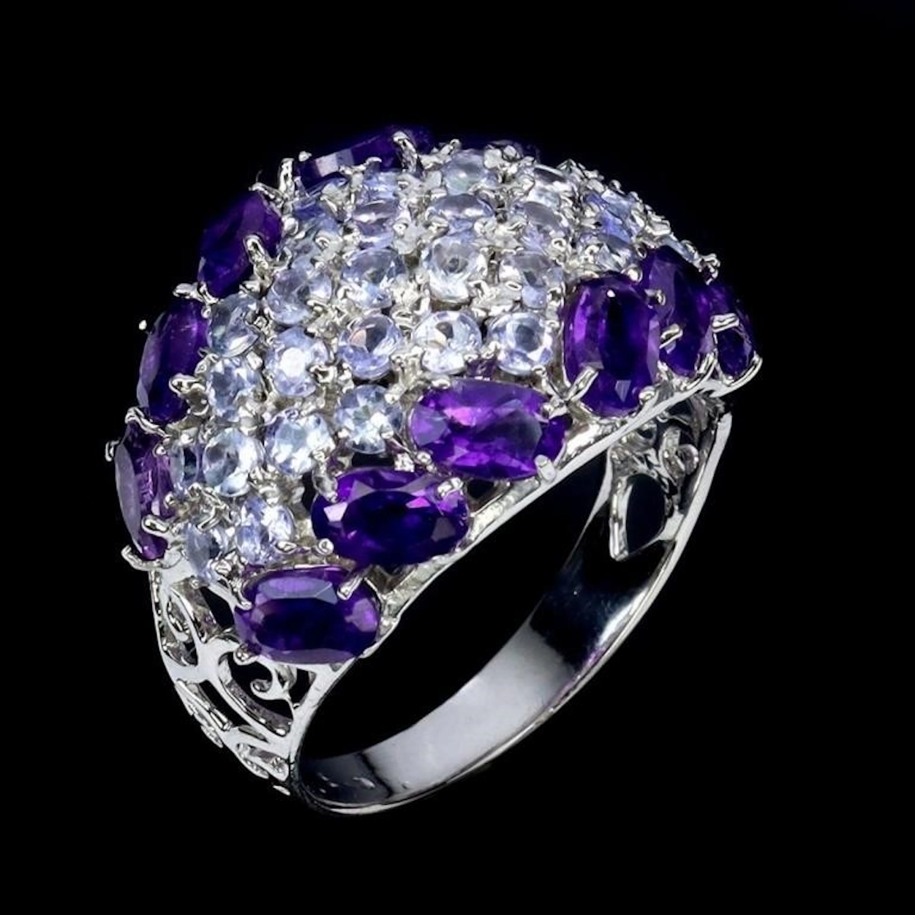 Natural Amethyst Tanzanite Ring