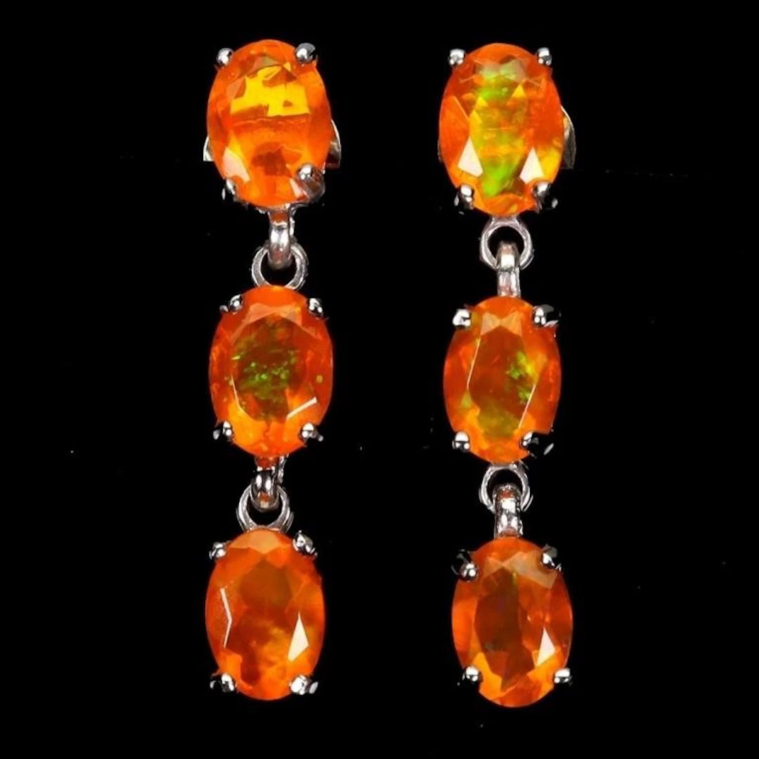 Natural Ethopian Orange Opal Earrings
