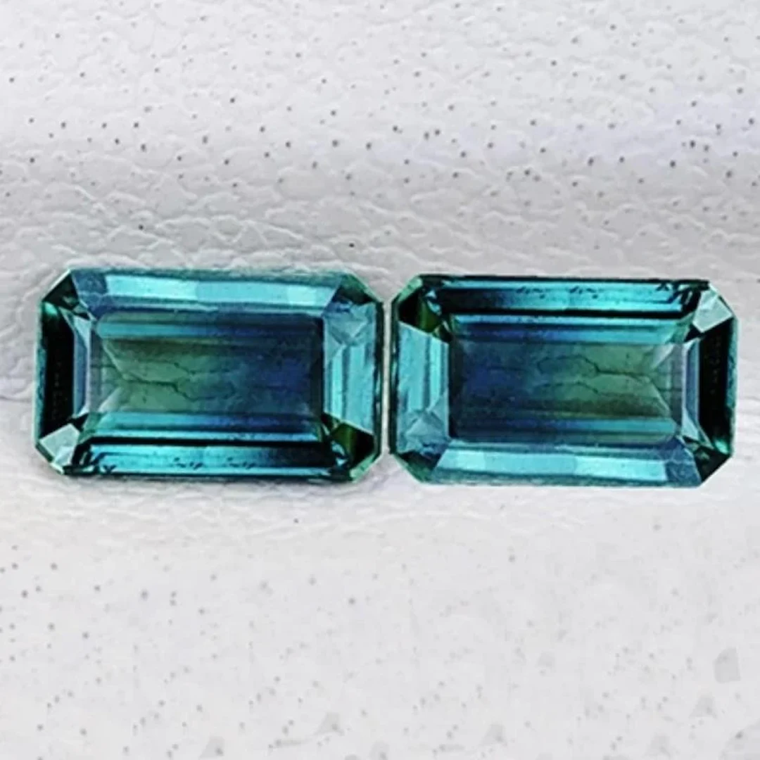 Natural Teal Blue Green Sapphire Pair {Flawless-VV