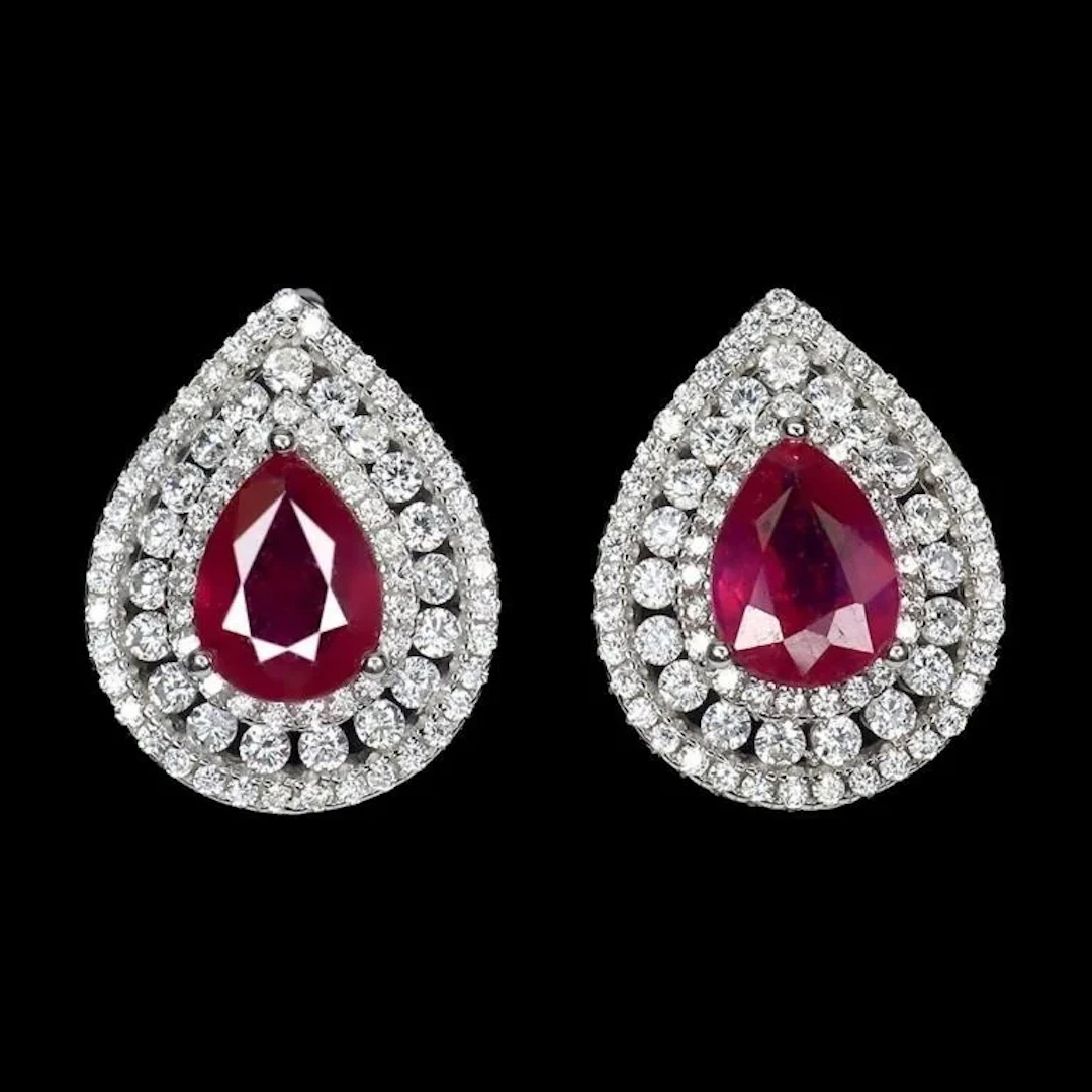 Natural Pigeon Blood Red Ruby Earrings