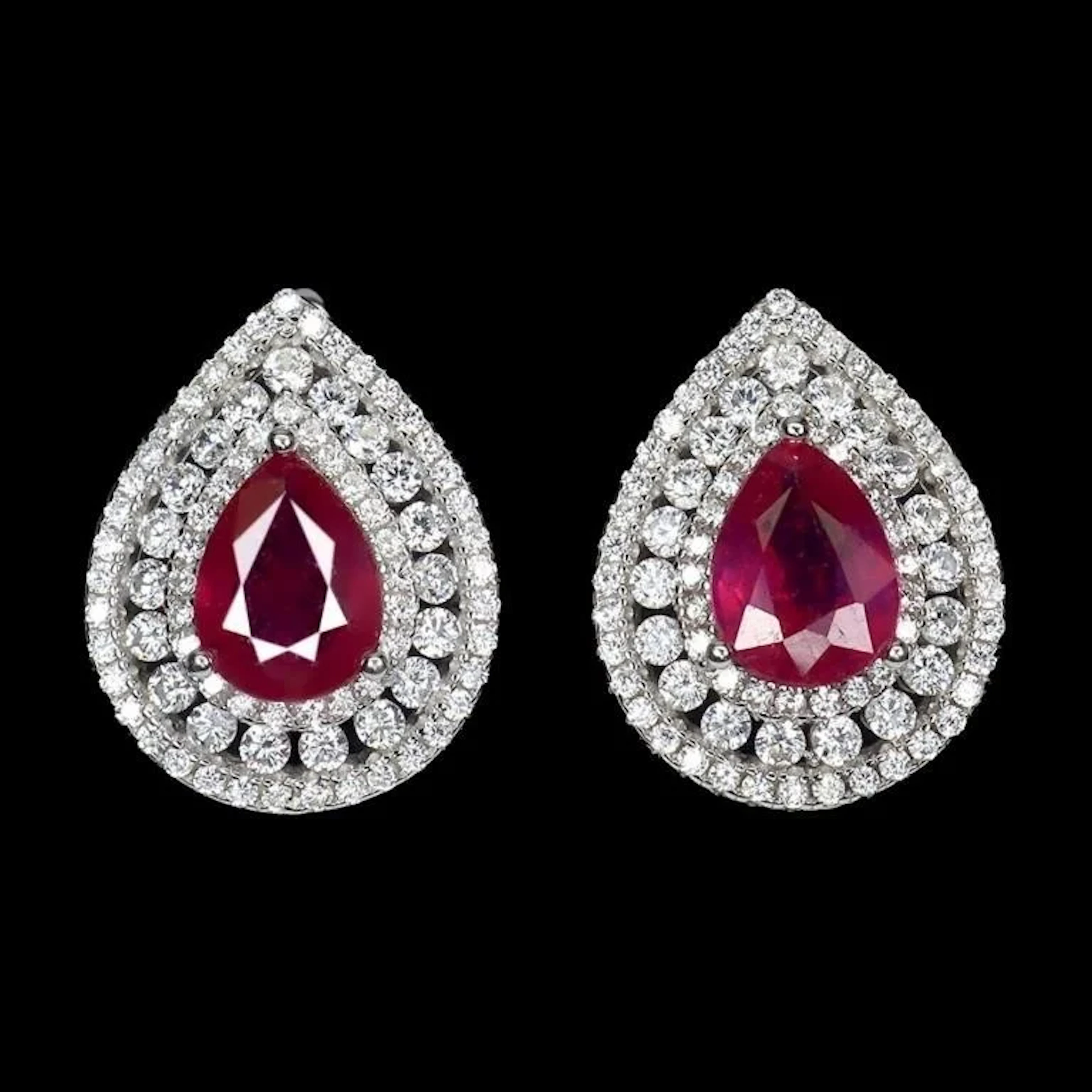 Natural Pigeon Blood Red Ruby Earrings