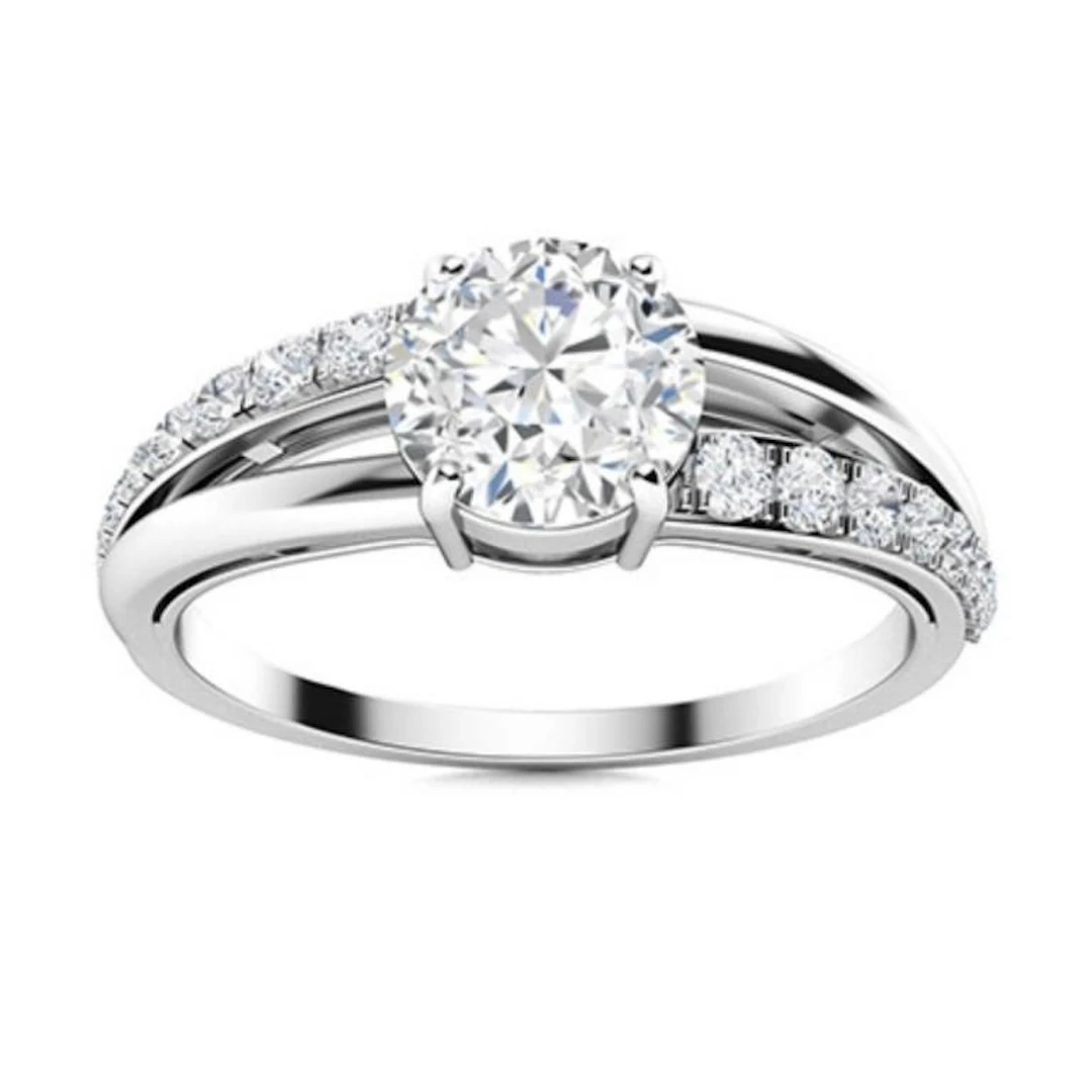 Gold & Brilliant White Diamond 1.50 Cts Ring - E/V