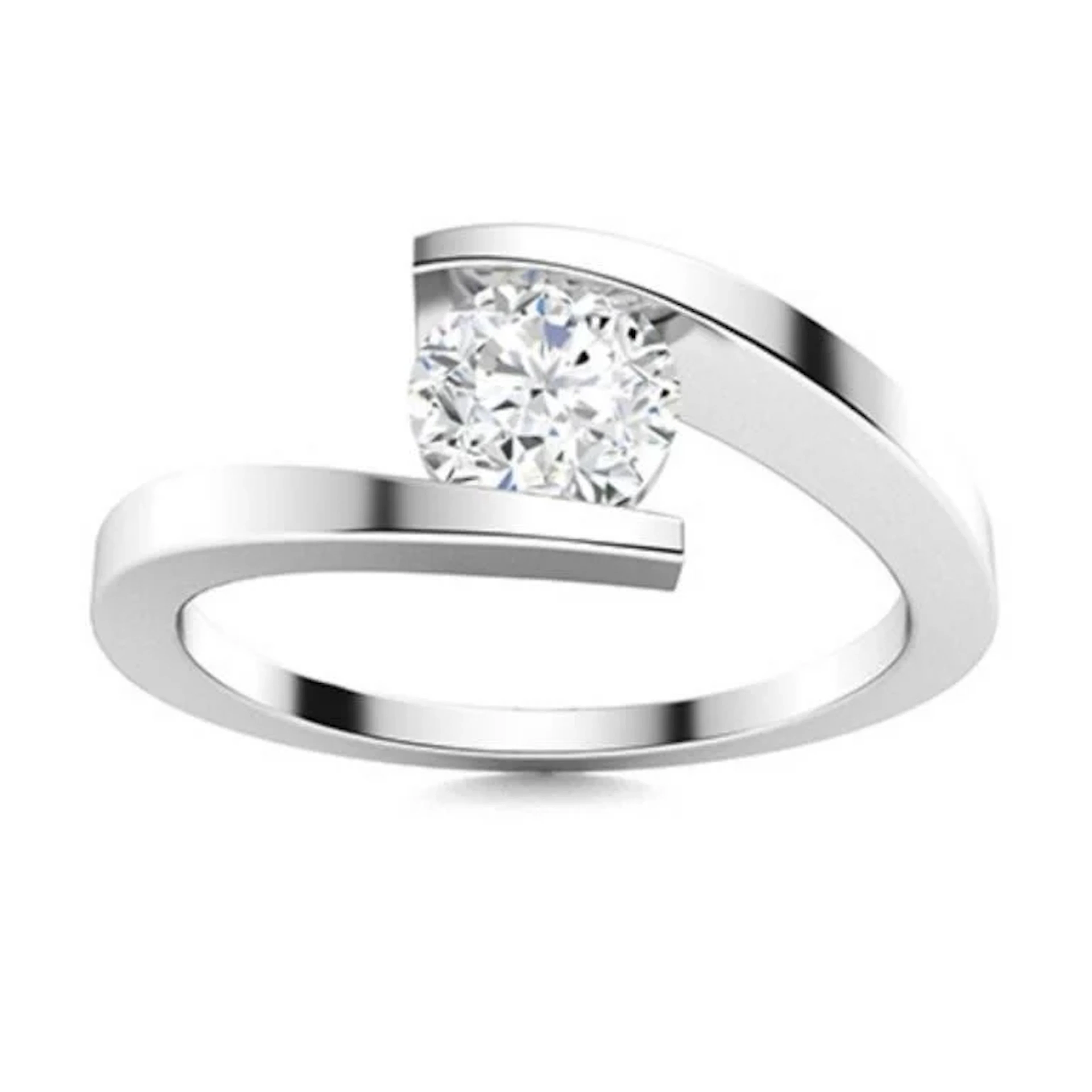 Gold & Brilliant White Diamond 1 Cts Ring - E/VVS