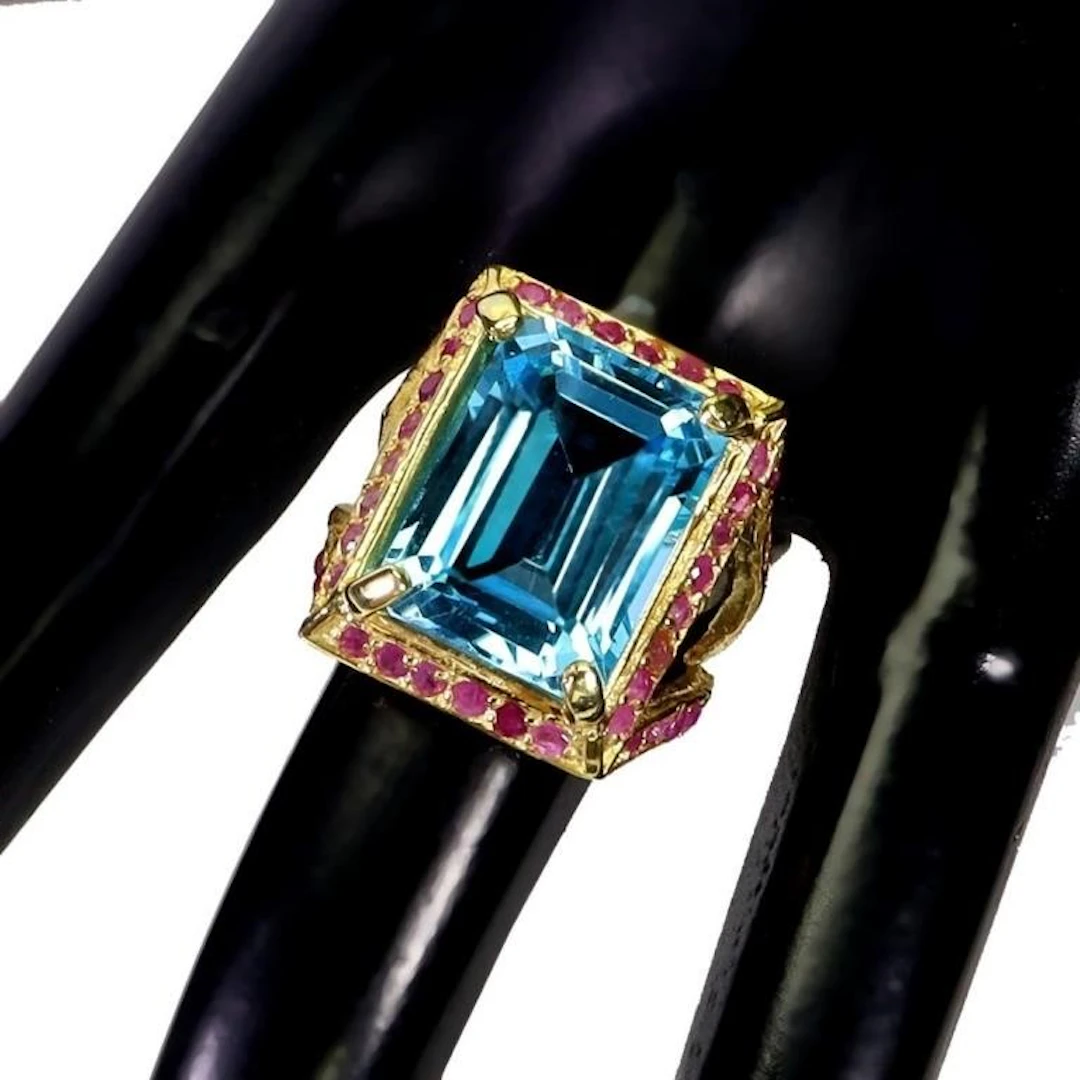 Natural Topaz & Ruby Cocktail Ring