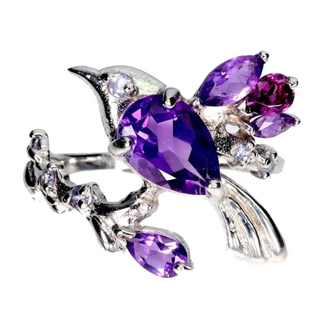 Natural Amethyst & Tanzanite Ring