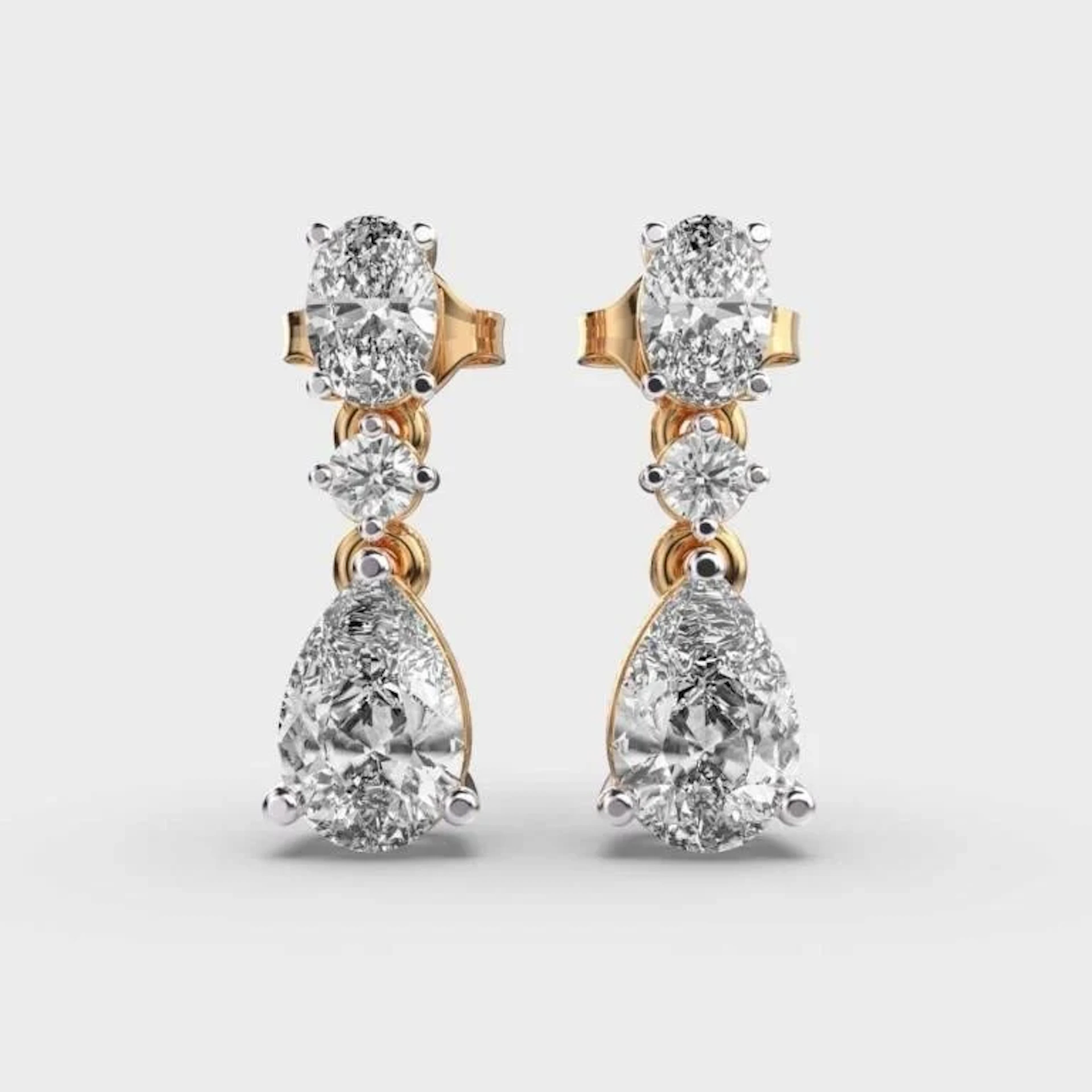 Gold & White Diamonds 5.15 Cts Drop Earrings