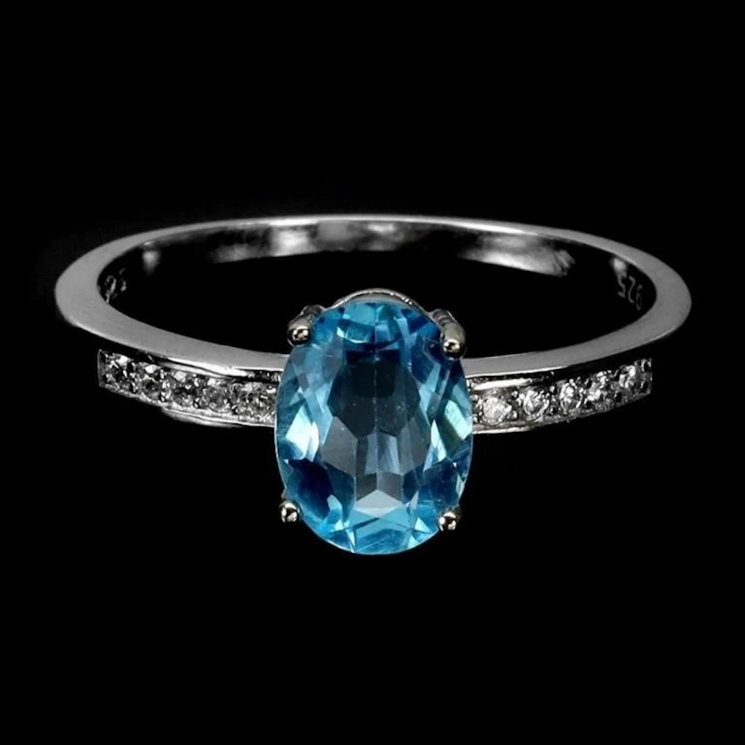 Natural Blue Topaz Ring