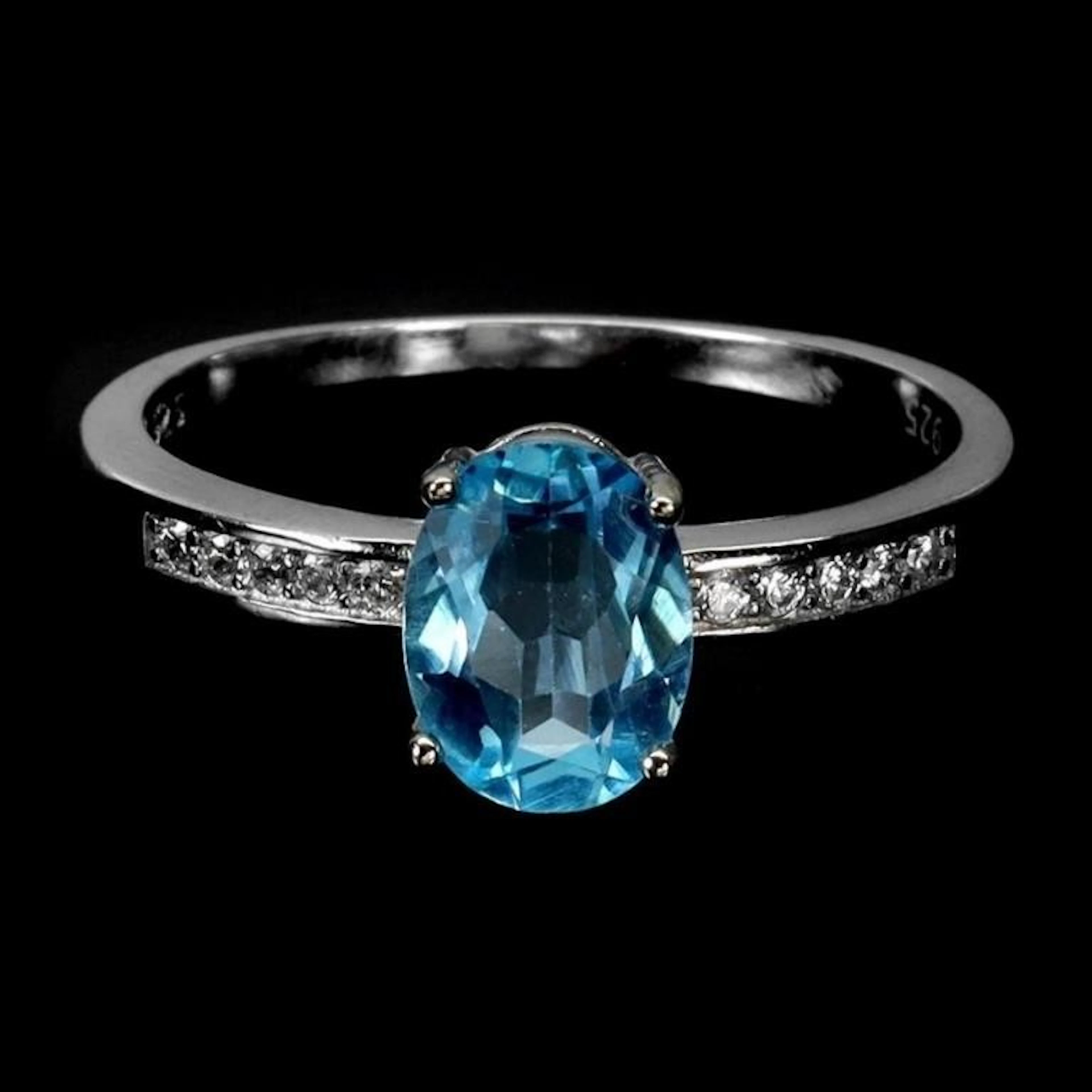 Natural Blue Topaz Ring