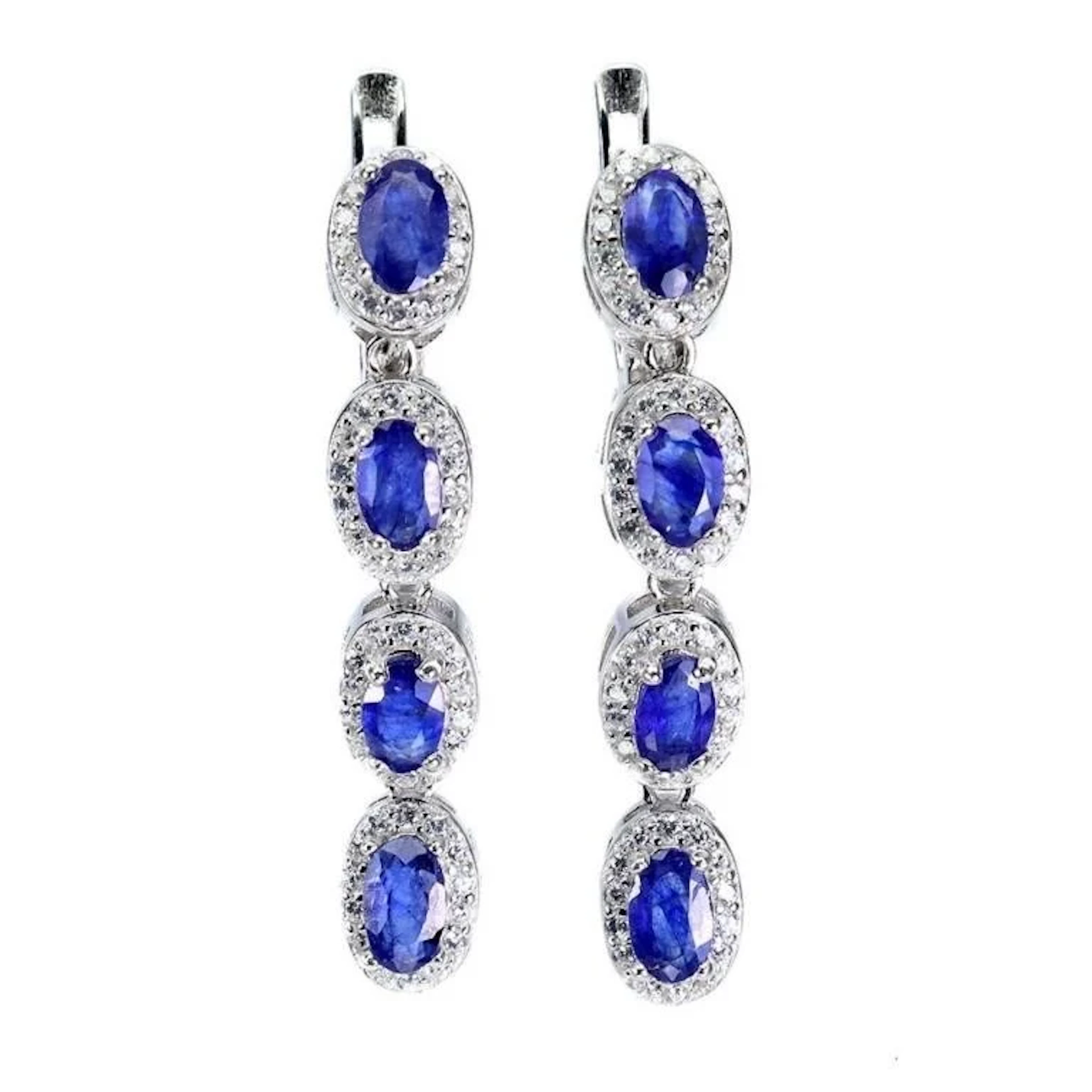 Natural Oval Blue Sapphire Earrings