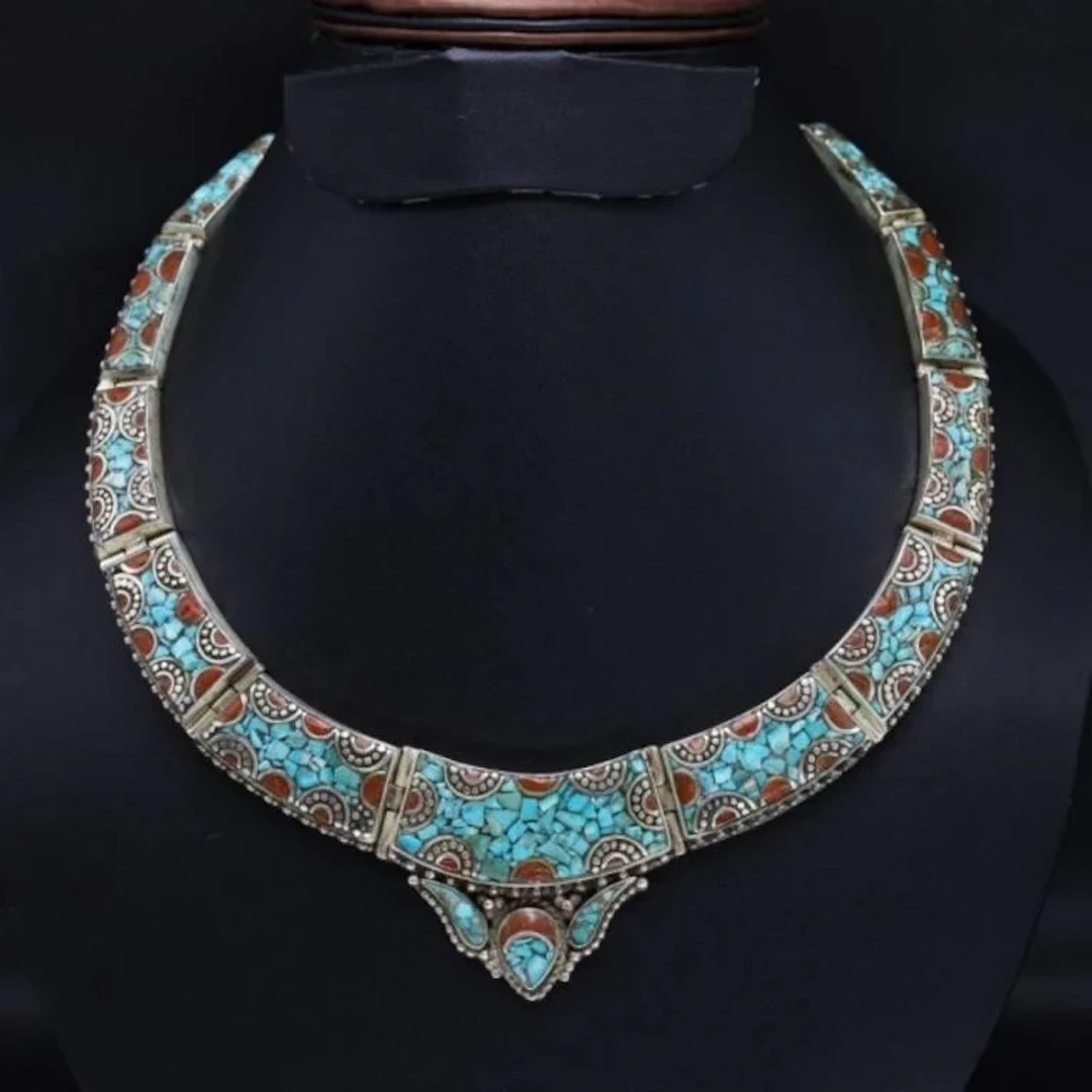 Tibet Natural Stone Tribal Queen Royal Necklace