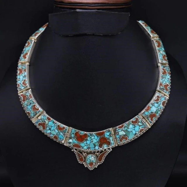 Tibet Natural Stone Tribal Queen Royal Necklace