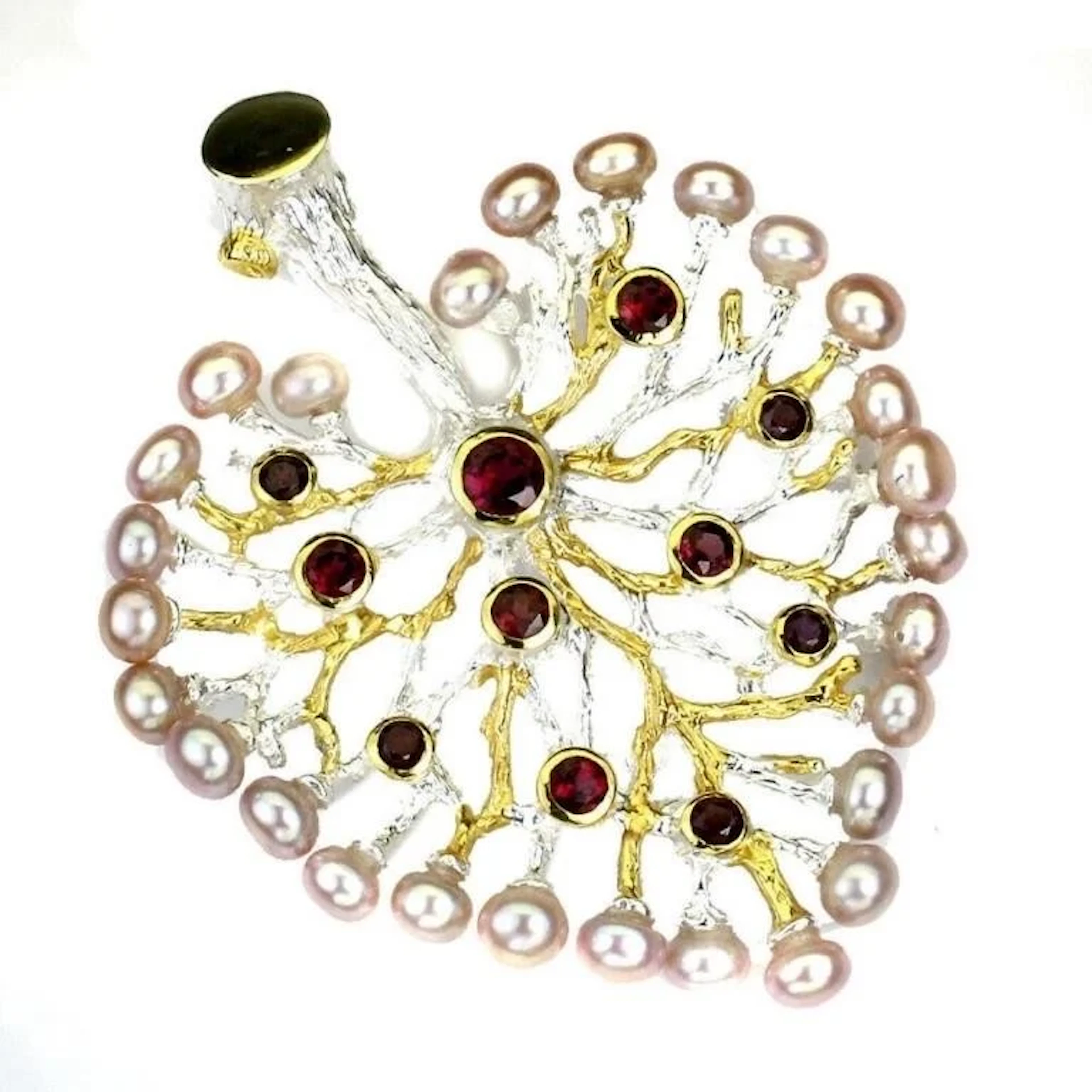 Natural Rhodolite Garnet & Pink Pearl Pendant