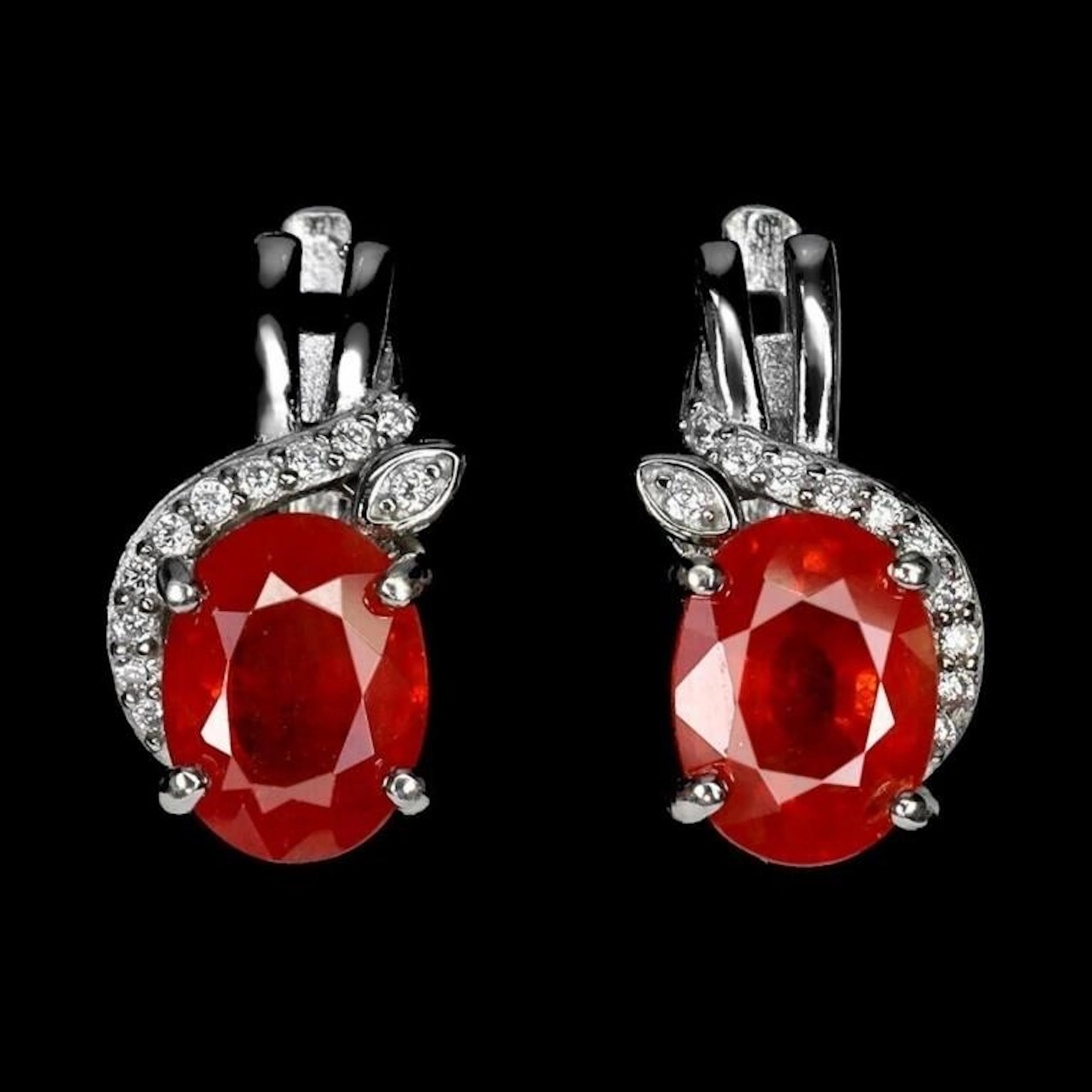 Natural Orange Sapphire Earrings
