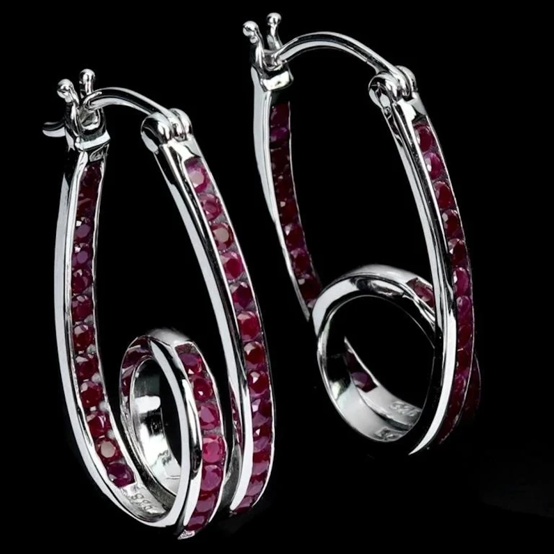 Natural Burma Red Ruby Earrings