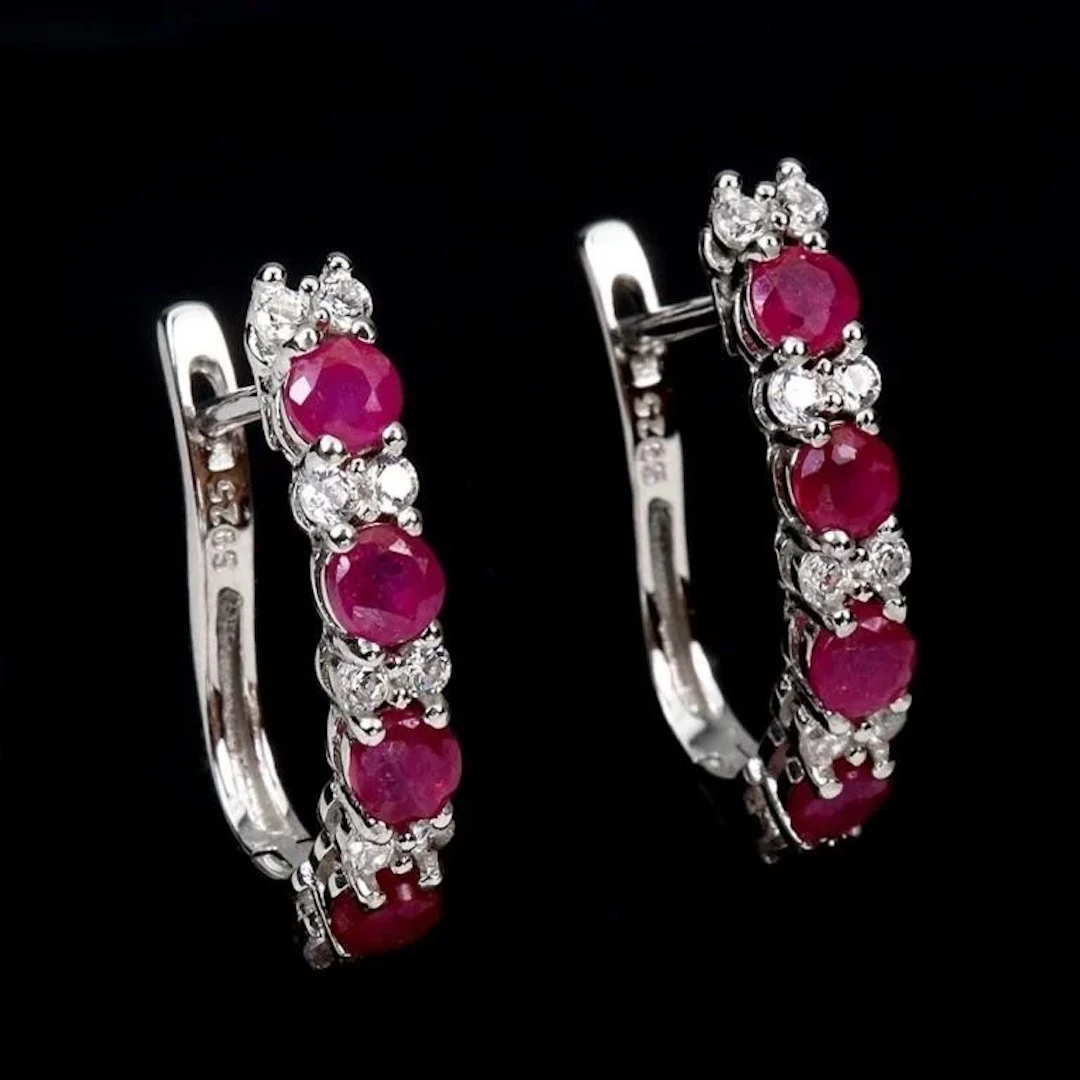 Natural Red Ruby Earrings