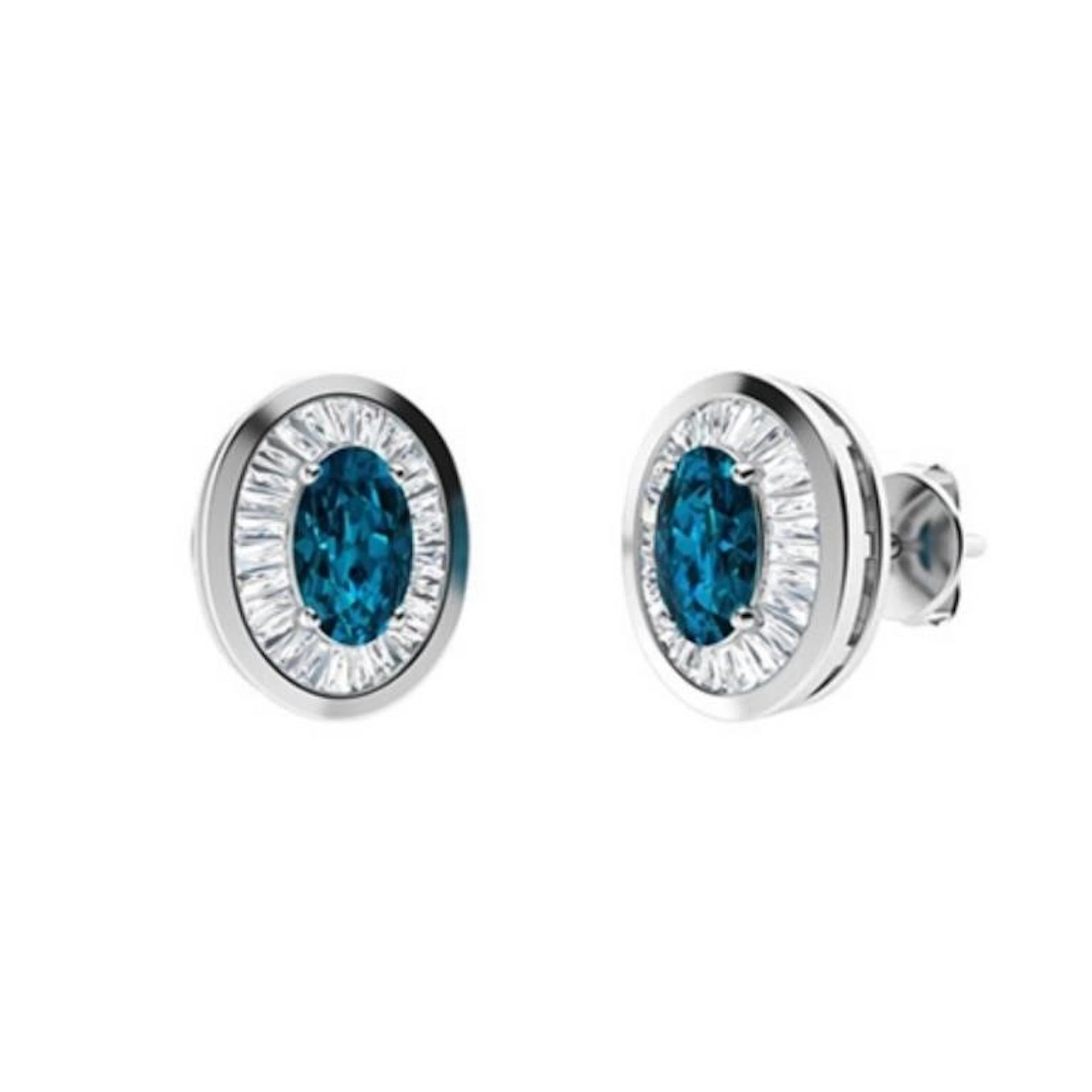 Gold Natural London Topaz Diamonds EarStuds