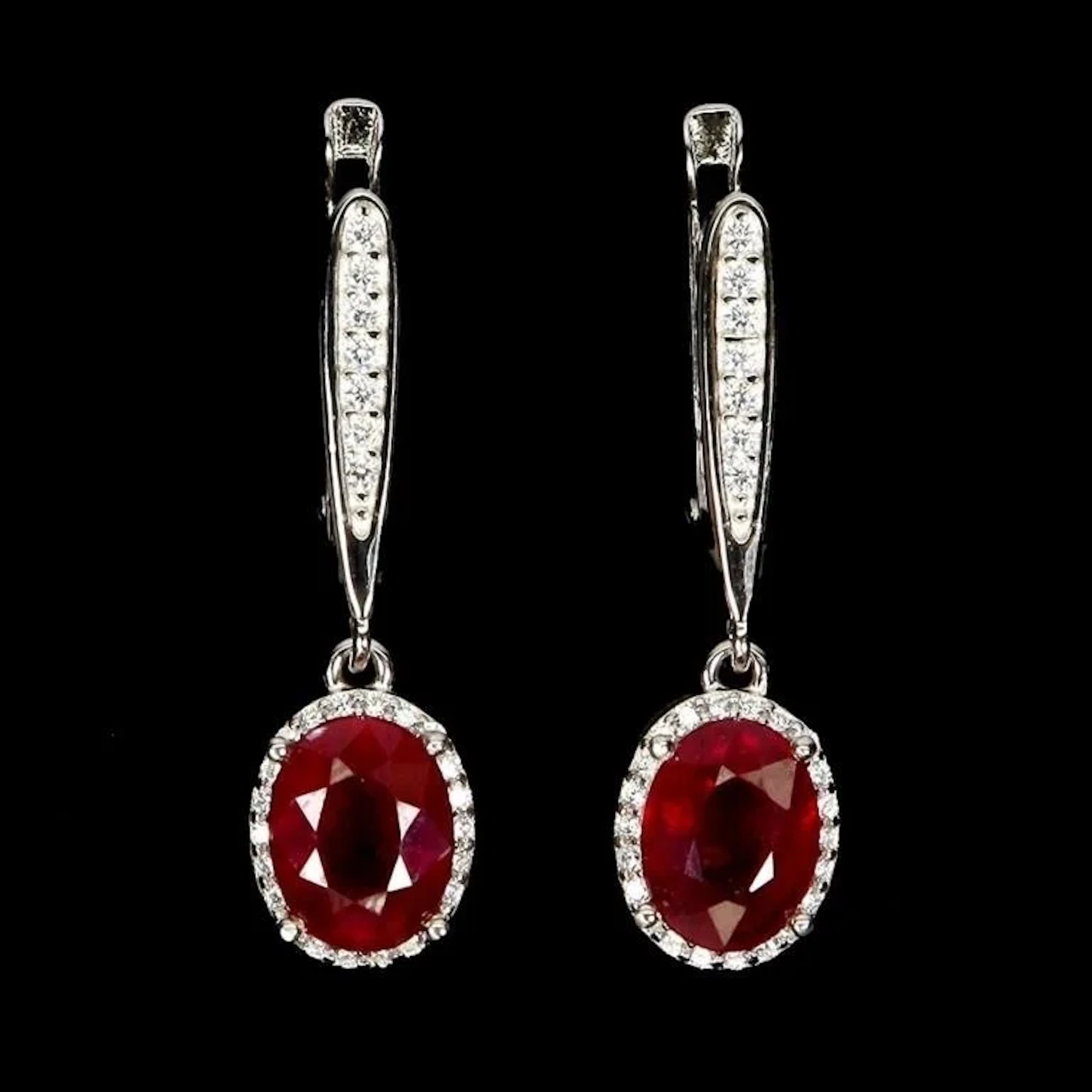 Natural Pigeon Blood Red Ruby Earrings
