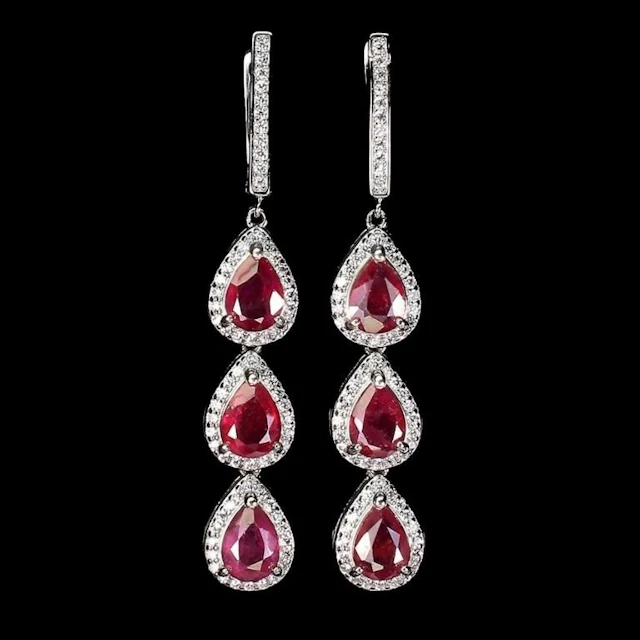 Natural Pigeon Blood Red Ruby Earrings
