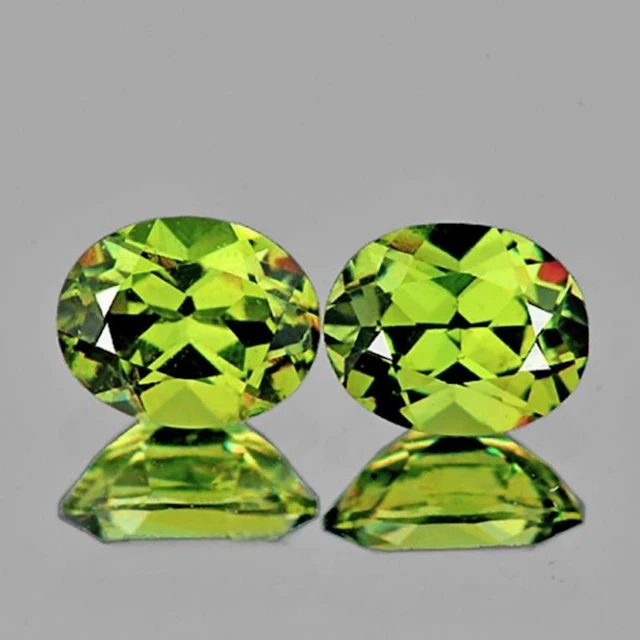 Natural Green Yellow Mali Garnet Pair {Flawless-VV