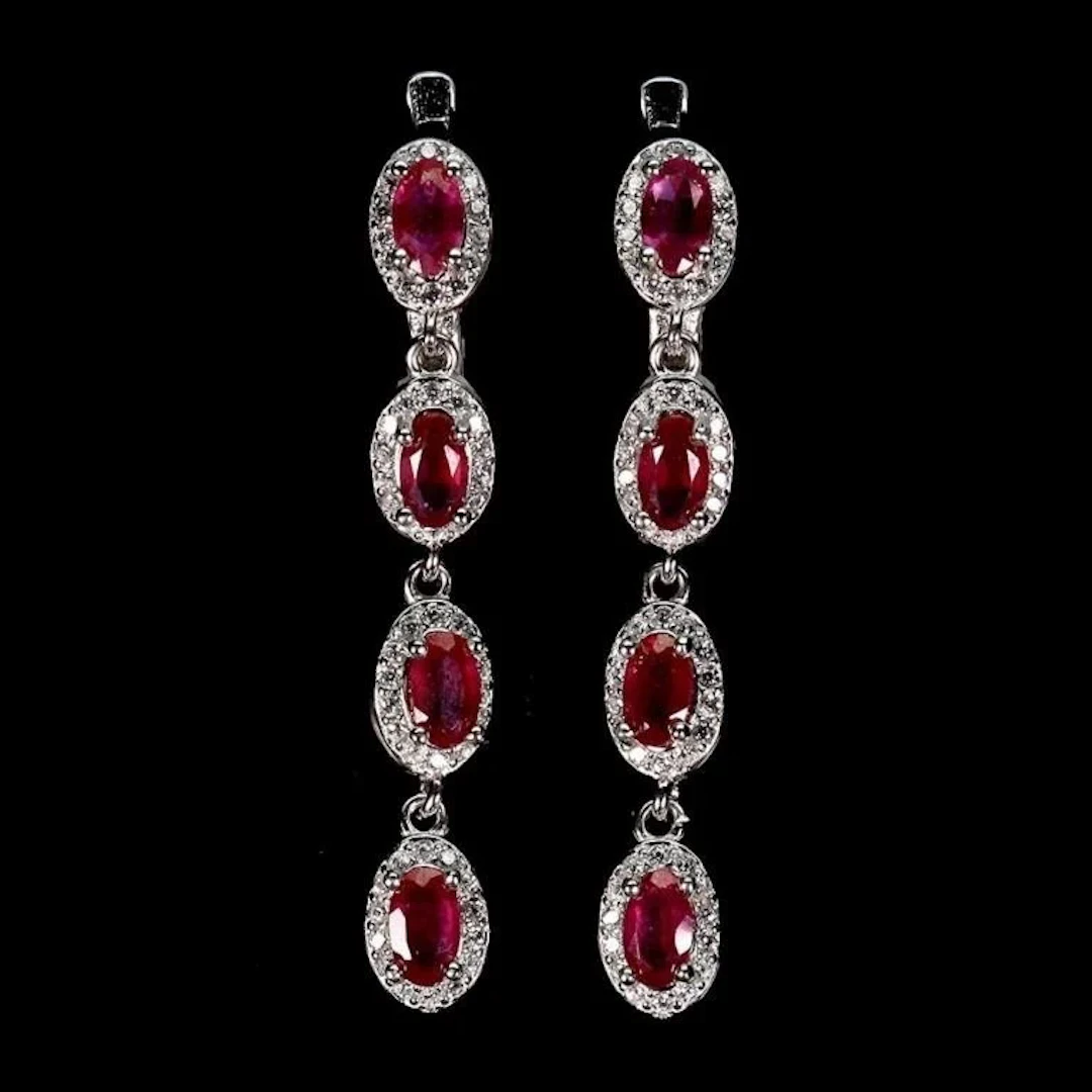 Natural Pigeon Blood Red Ruby Earrings