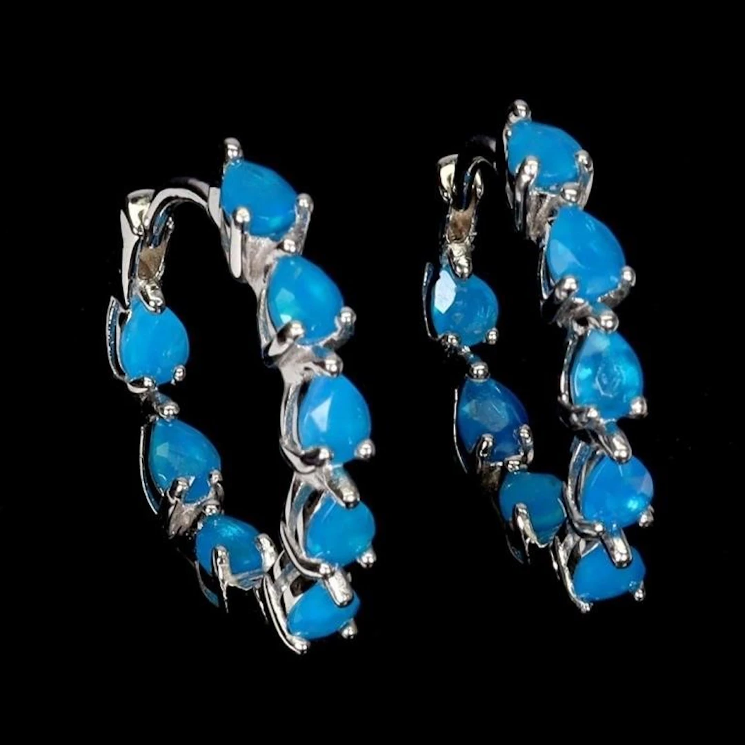 Natural Ethopian Blue Opal Earrings