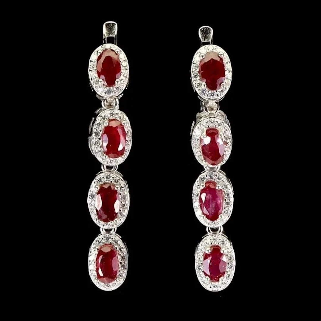 Natural Pigeon Blood Red Ruby Earrings