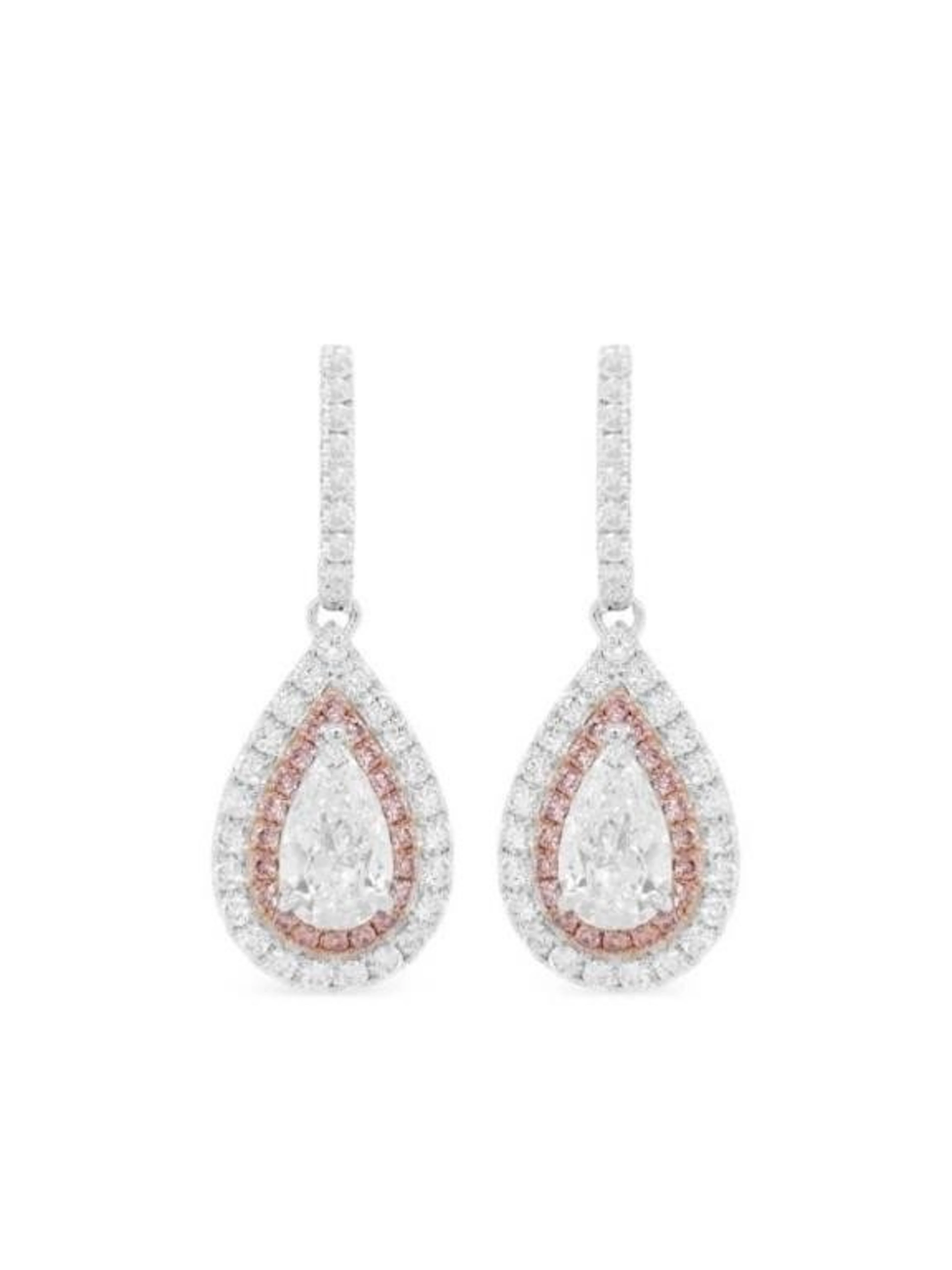 Gold & White Diamond 5.00 Cts Drop Earrings