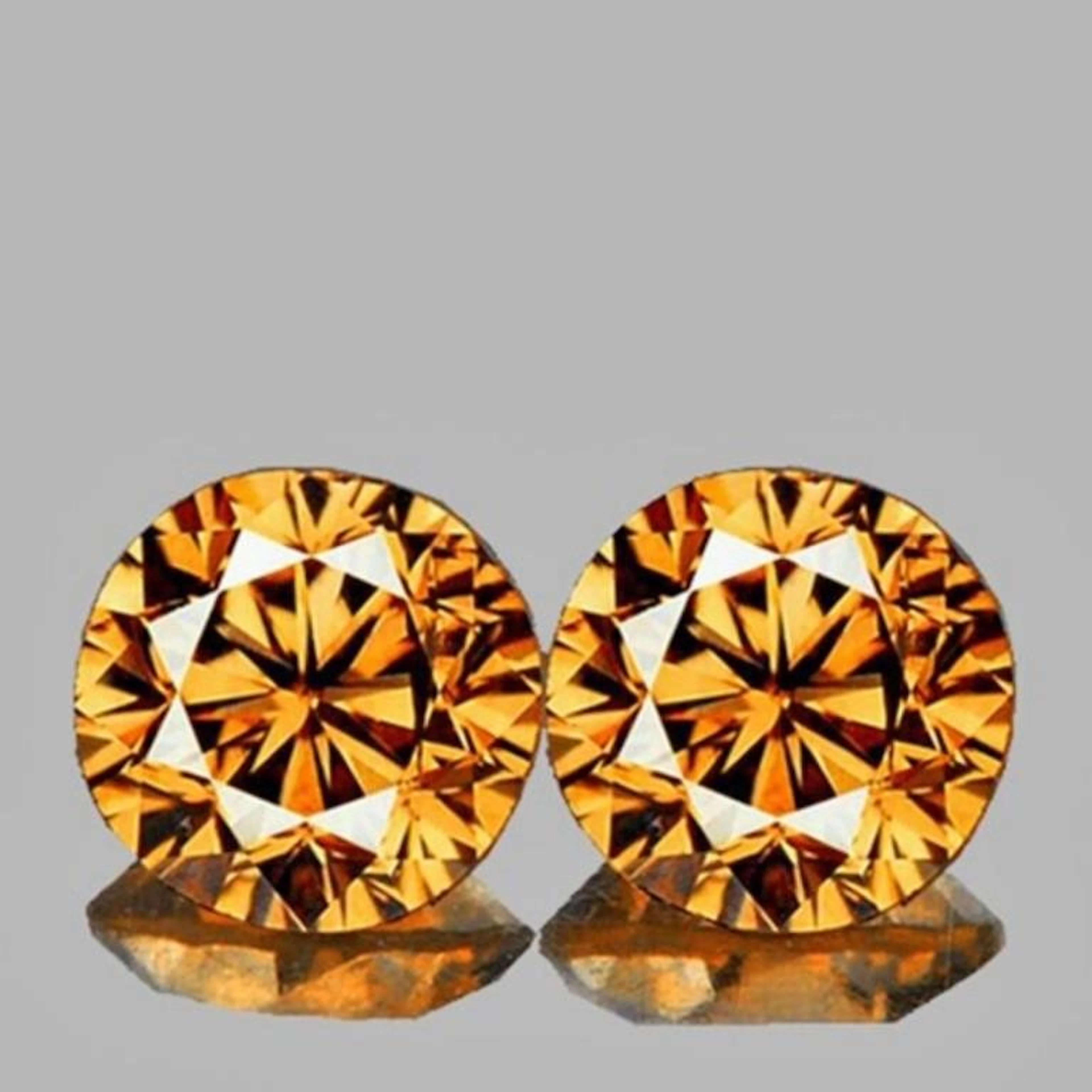 Natural Imperial Golden Zircon Pair {Flawless-VVS1