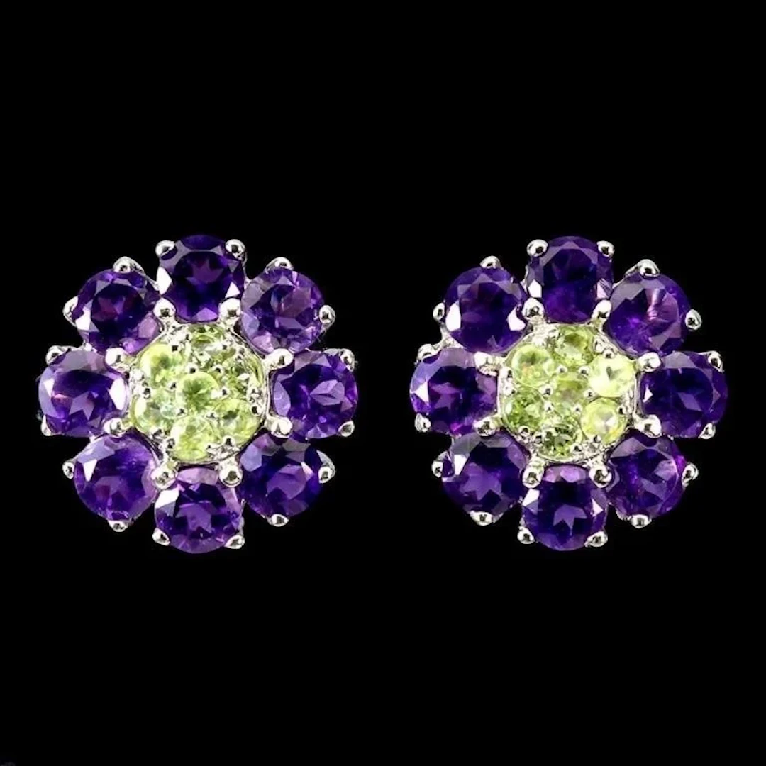 Natural Amethyst Peridot Earrings
