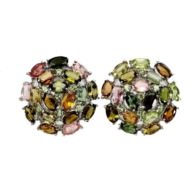 Natural Multi Color Tourmaline Earrings
