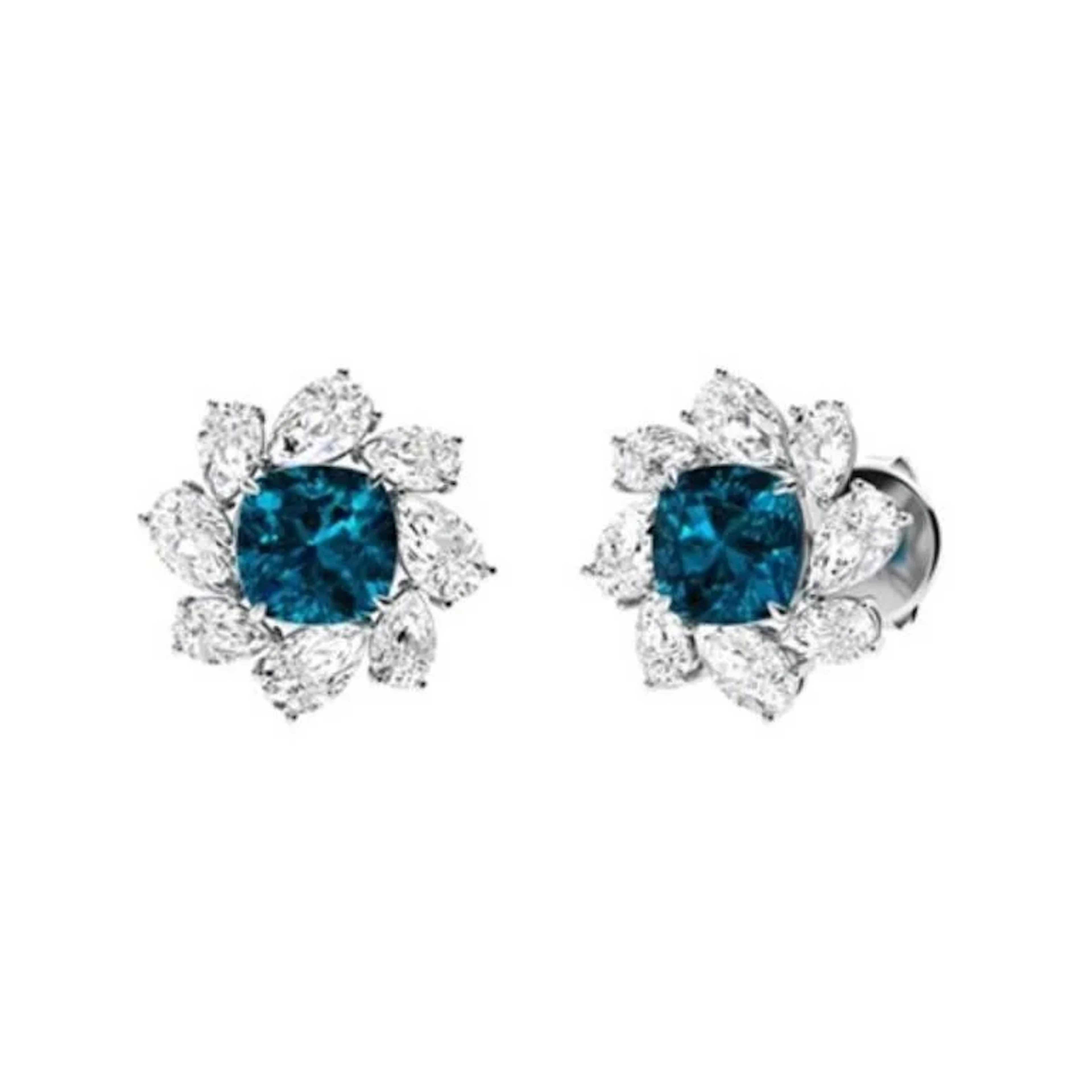 Gold Natural London Topaz Diamonds EarStuds